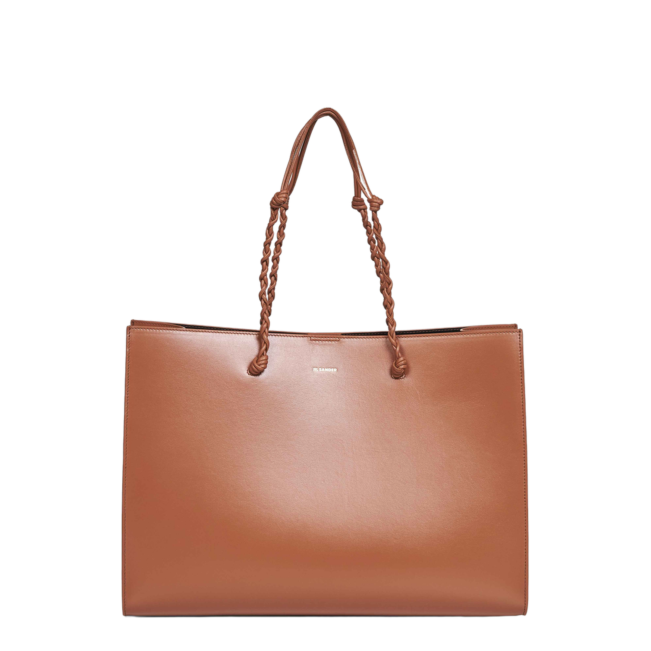 Tangle Knotted Handle Leather Tote Bag - Tan