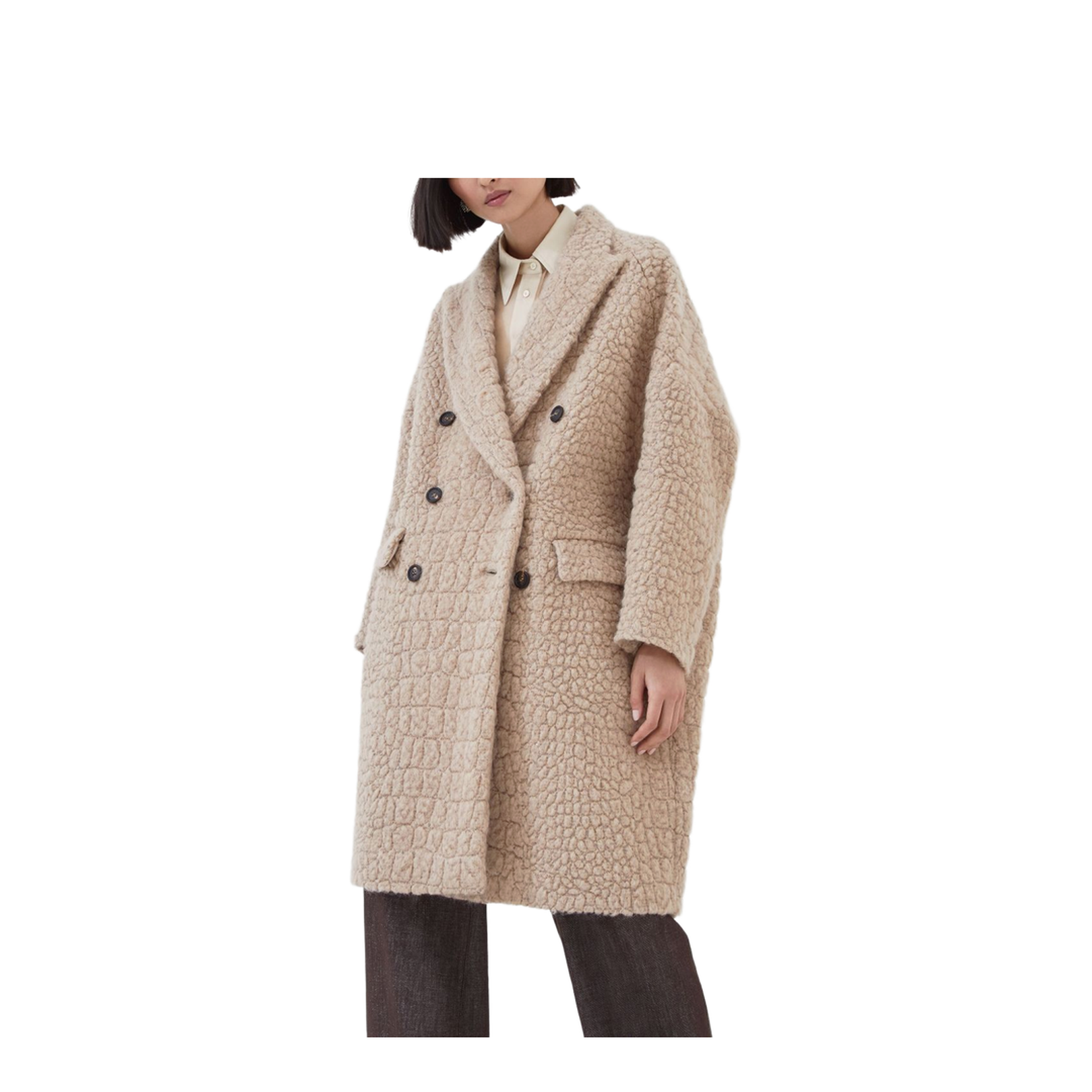 Coat with Dazzling Croc Motif in Camel