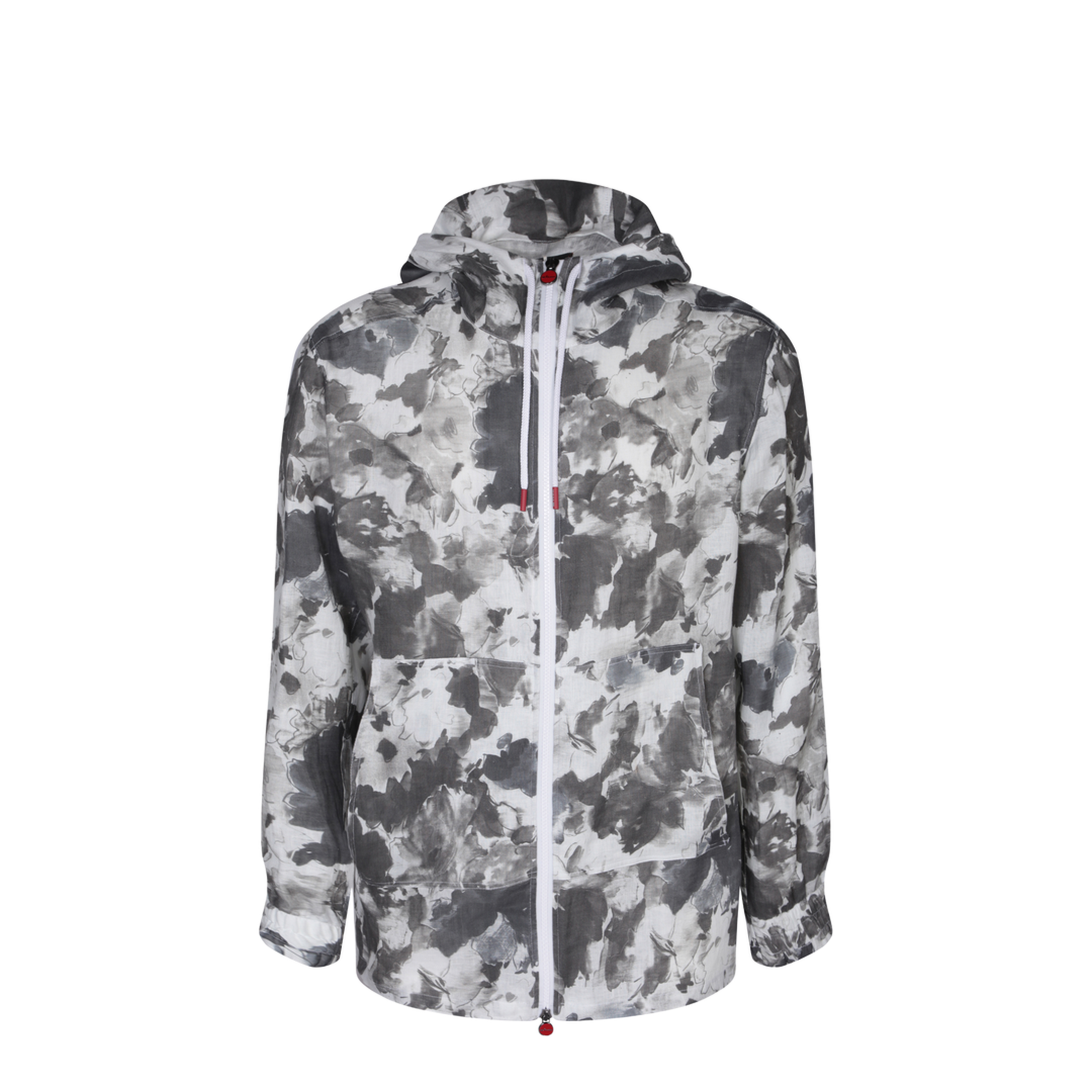 Zip Hoodie Gray White Pattern