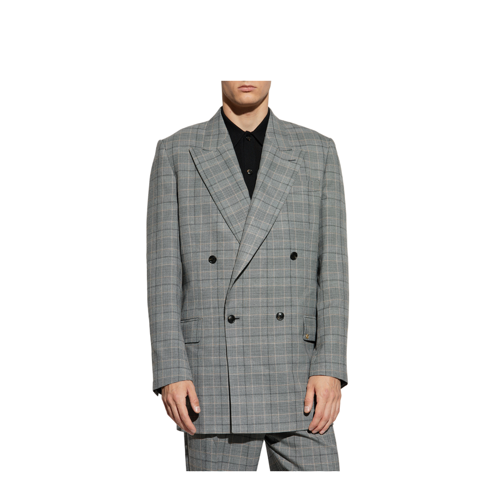 Double-breasted blazer with a check pattern