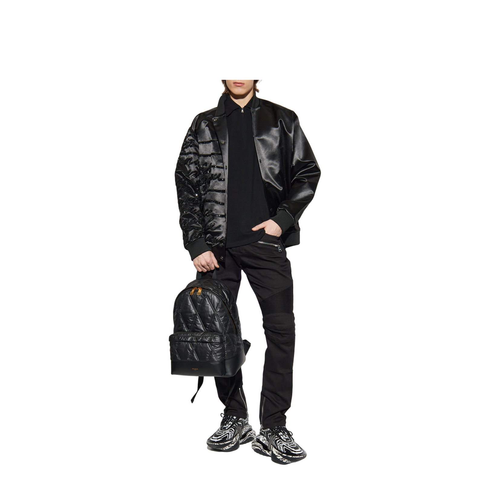 Bomber Jacket with Shimmering Appliqués