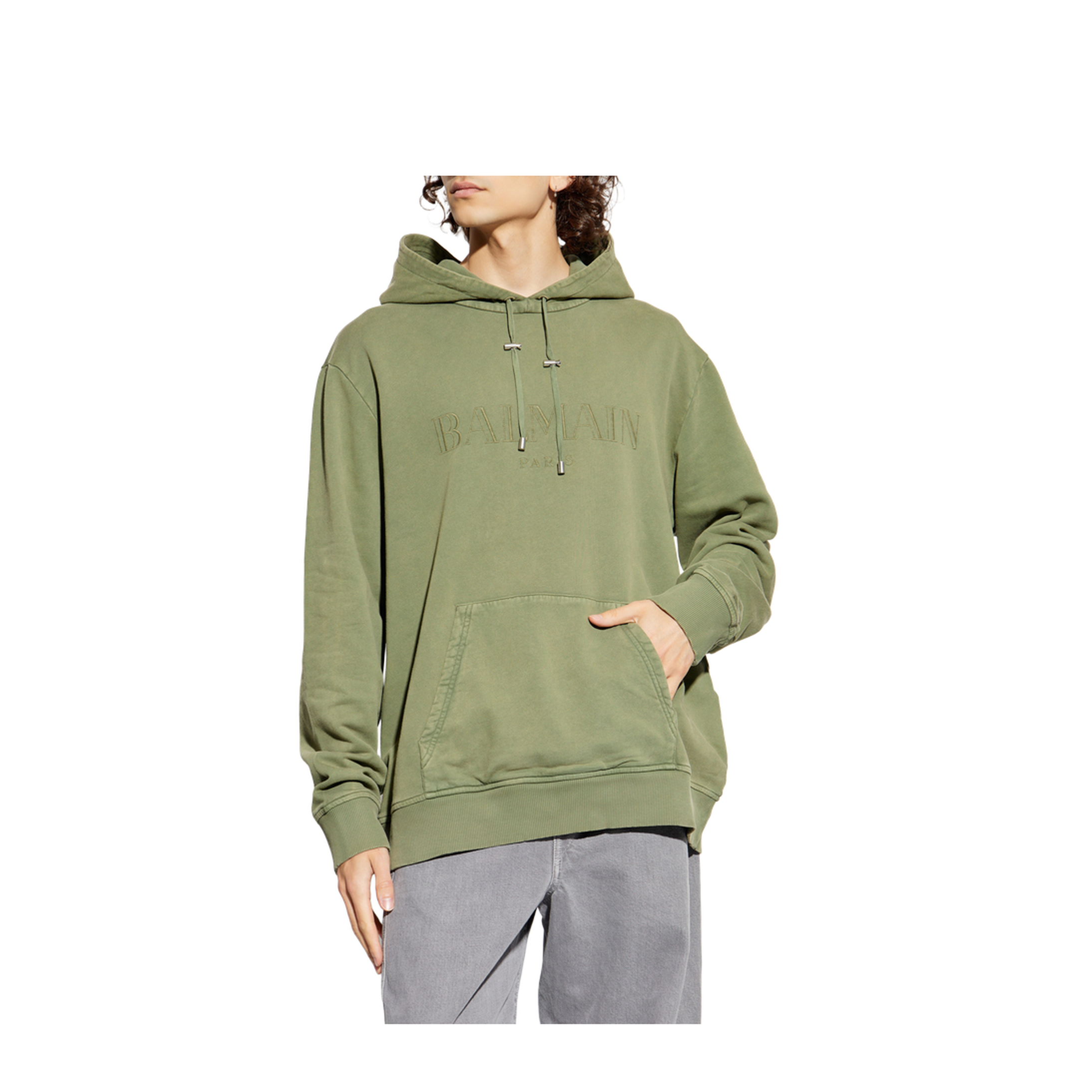 Vintage Embroidered Hoodie Olive Green