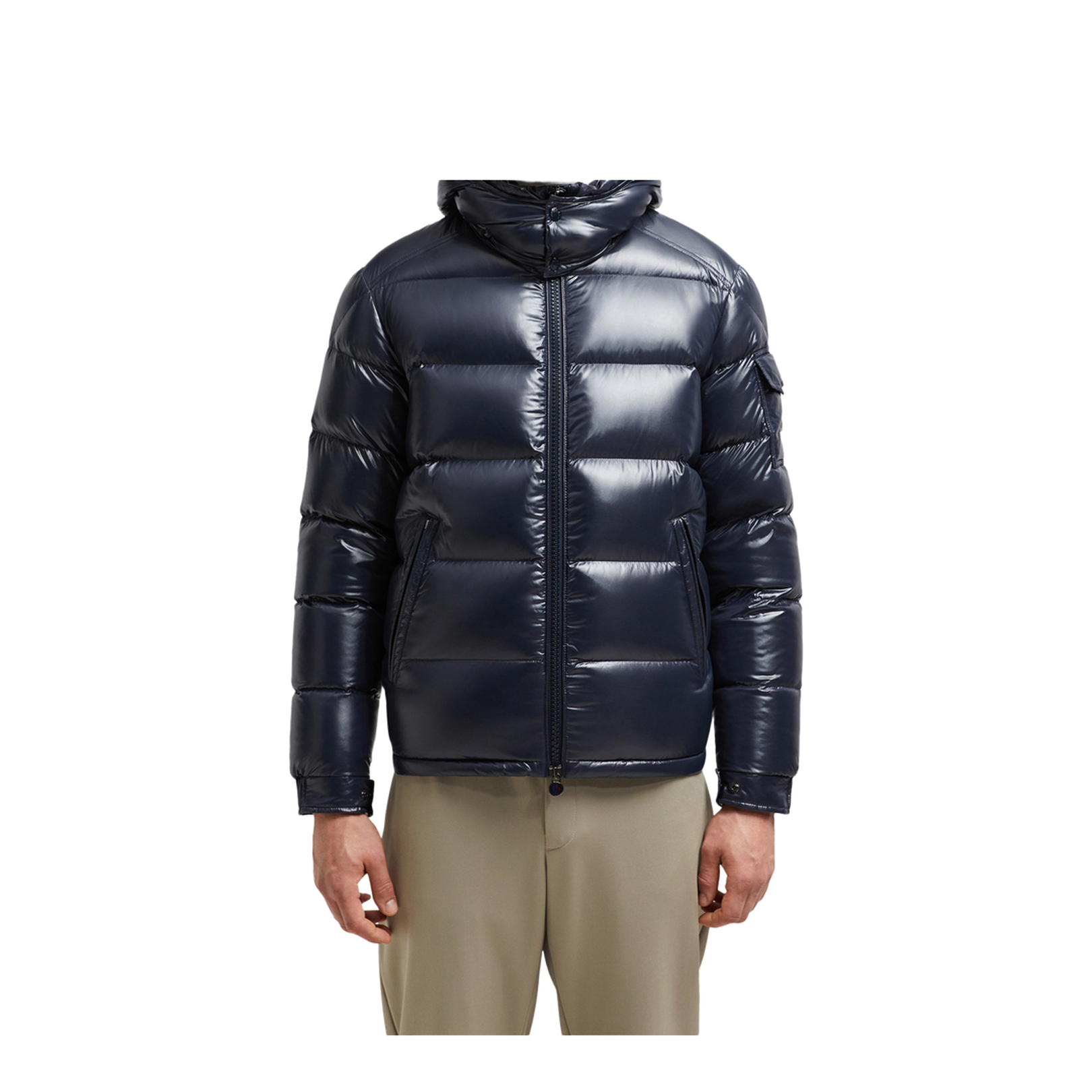 Navy Blue Maya Hooded Short Down Jacket