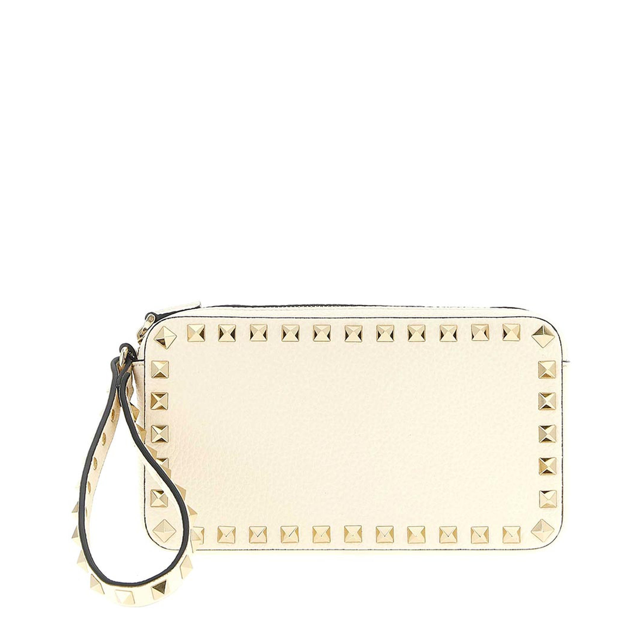 Rockstud Clutch Bag Leather White
