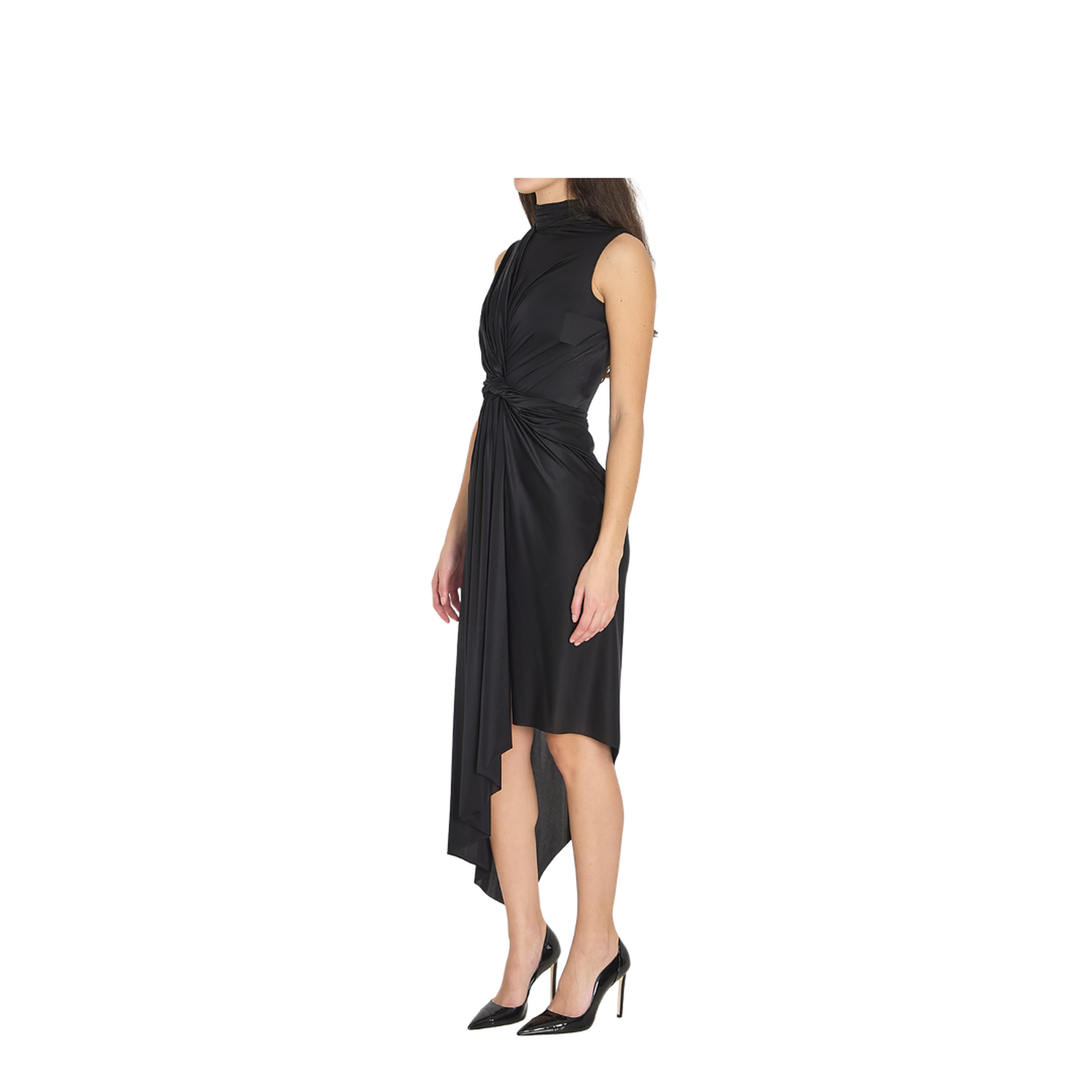 Long Asymmetric Dress In Stretch Fabric