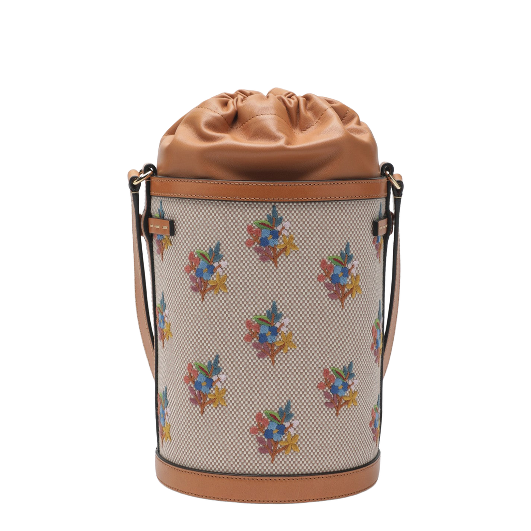 VLogo Signature Medium Canvas Bucket Bag - Light Brown