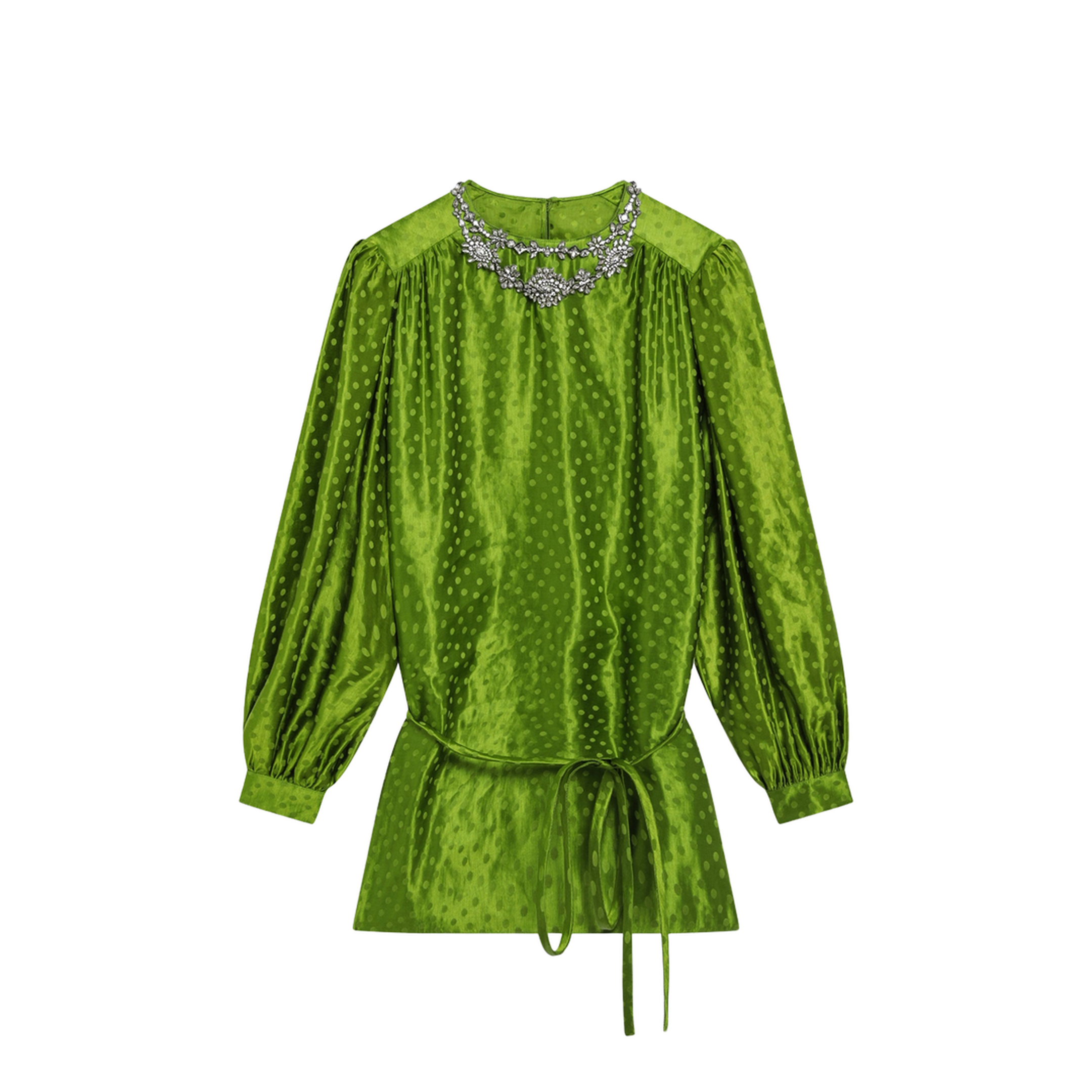 MAYFEYR - Valentino - Avocado Polka-Dot Silk-Blend Jacquard Mini Dress - 9B3AEC40AB80LD