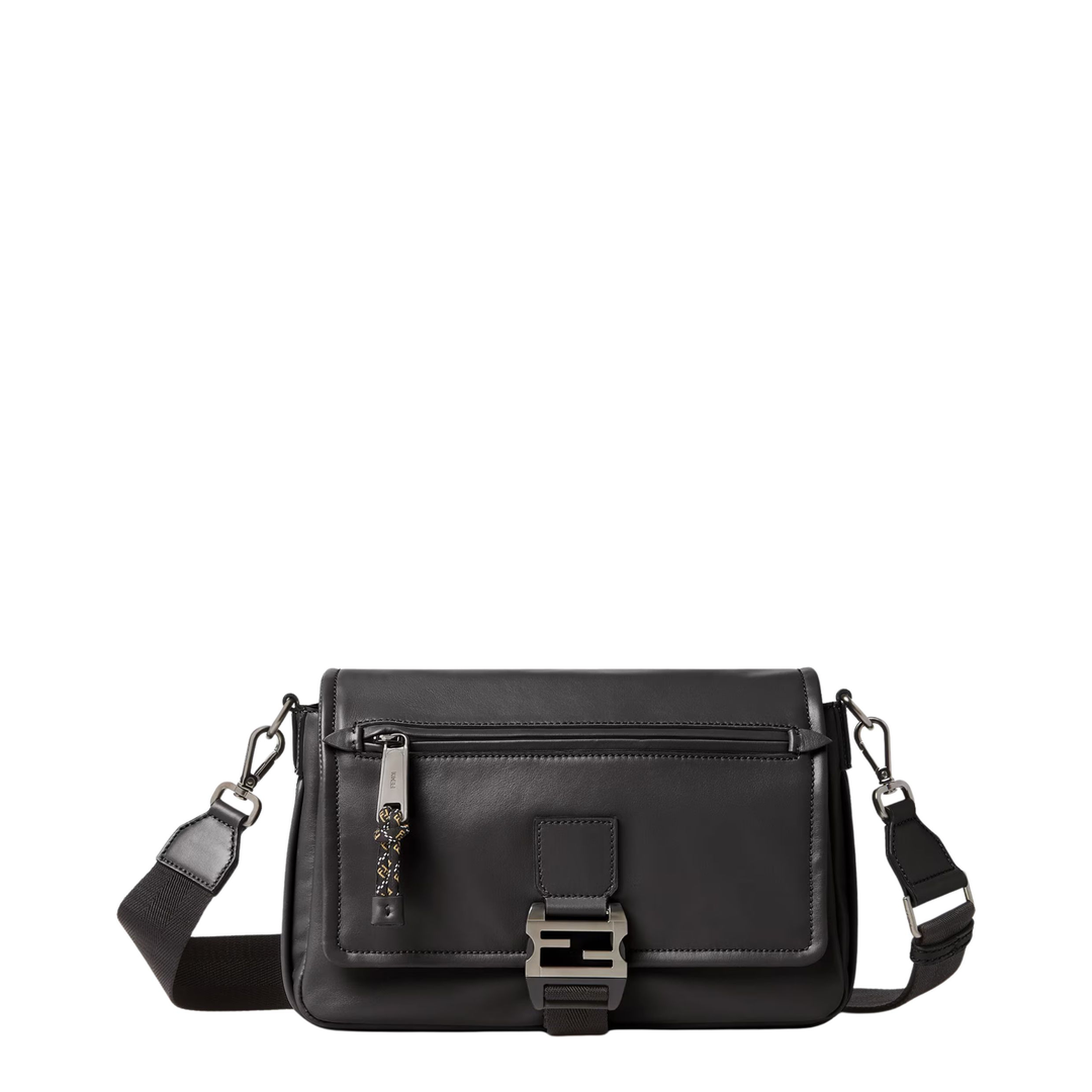 Flux Messenger Leather Crossbody Bag - Black