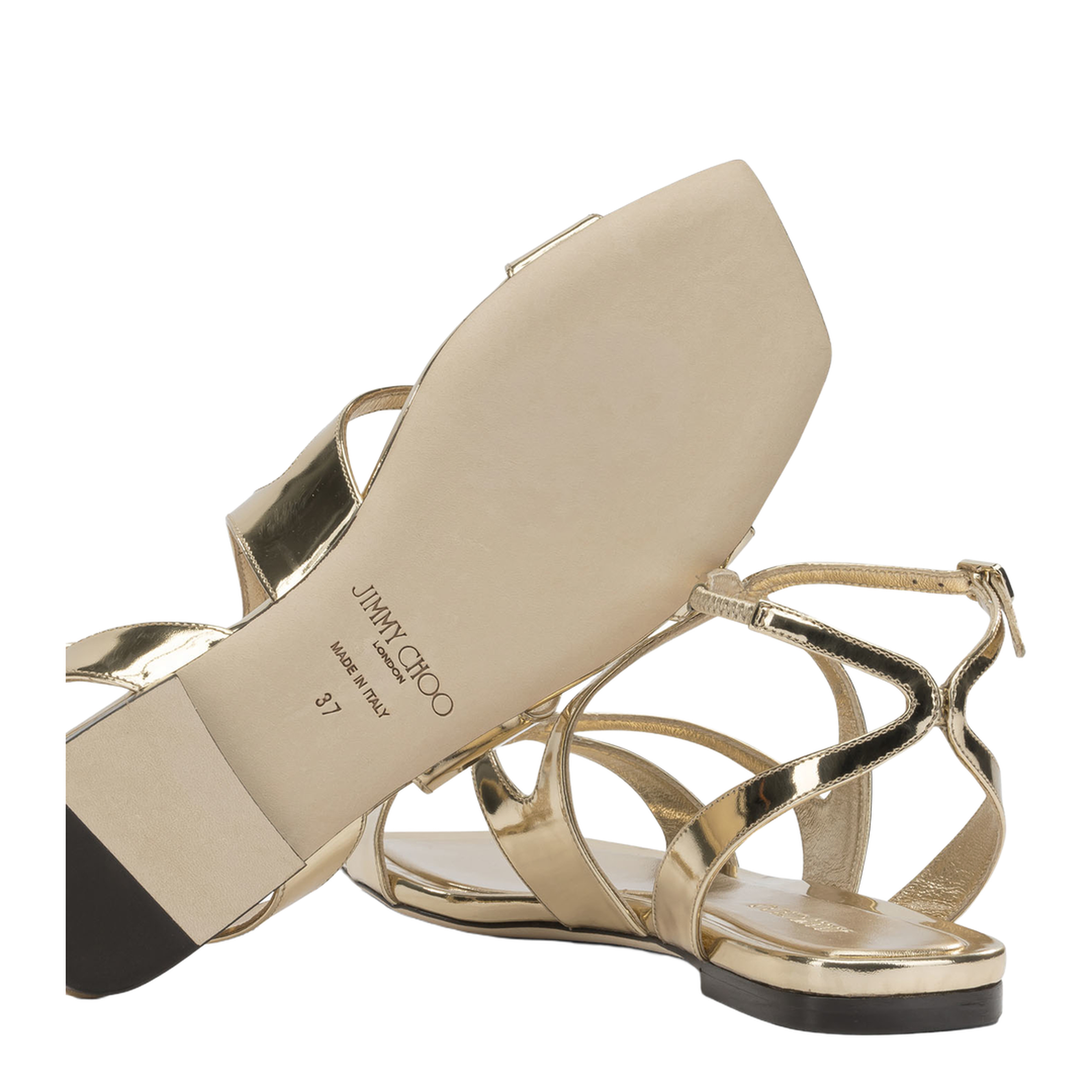 MAYFEYR - Jimmy Choo - Ayla Flat Low Sandals - AYLAFLATQUIGOLD