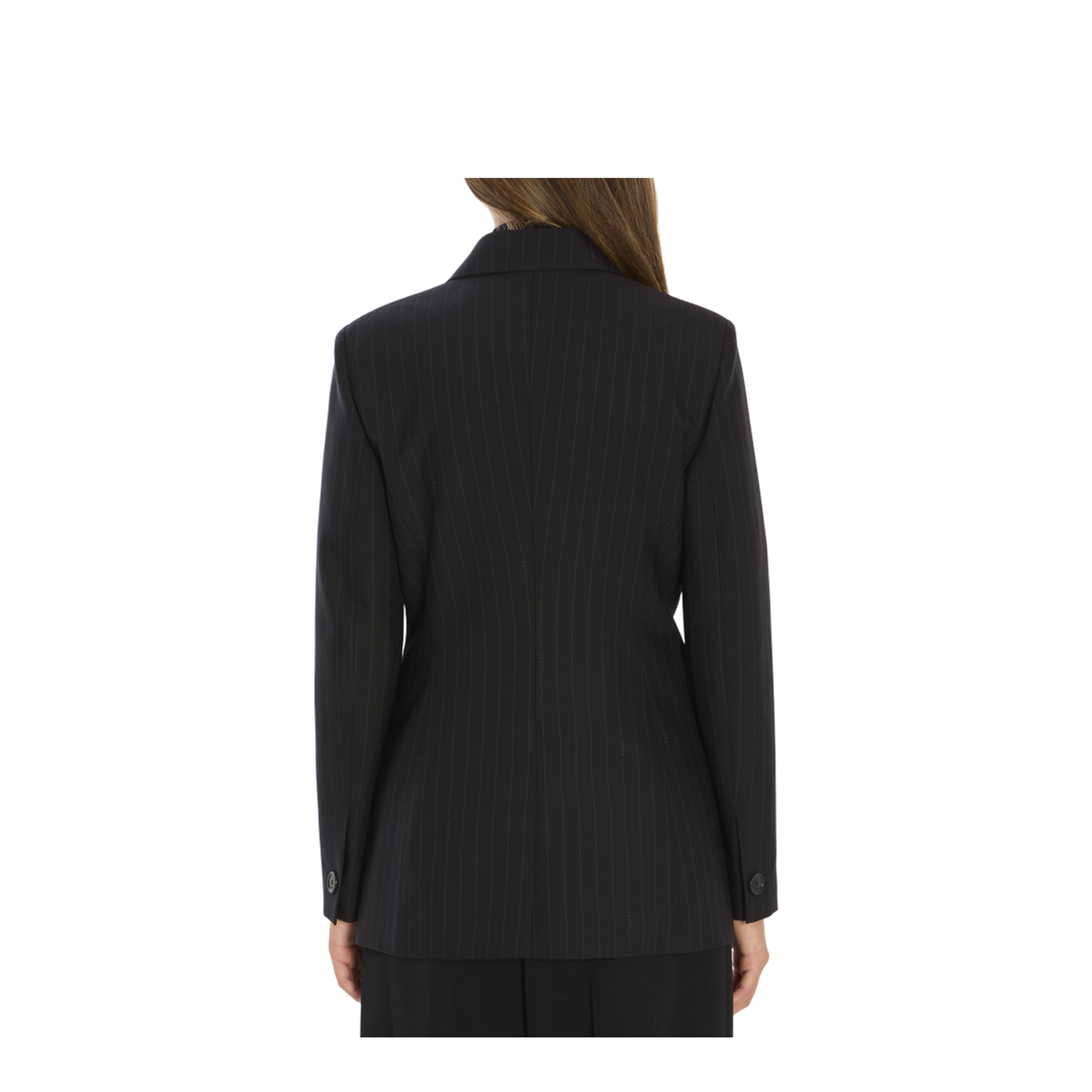 Pinstripe Wool Jacquard Jacket in Black