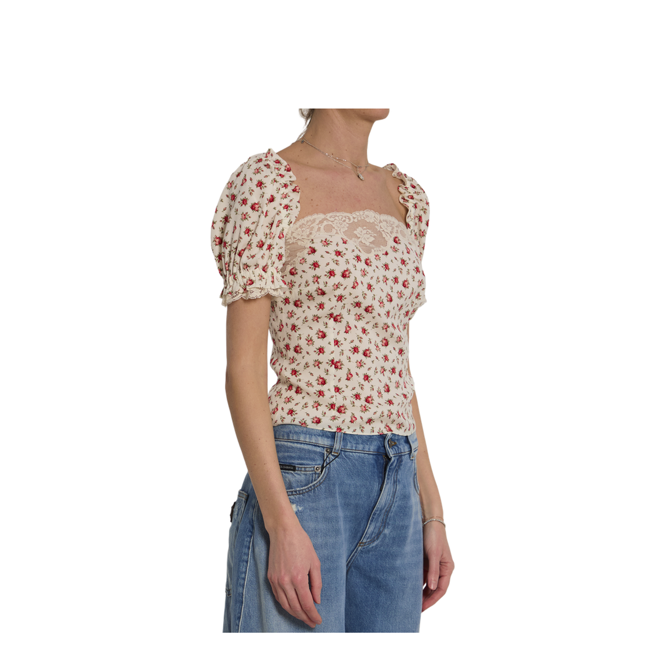 Charmeuse Top with Rose Print