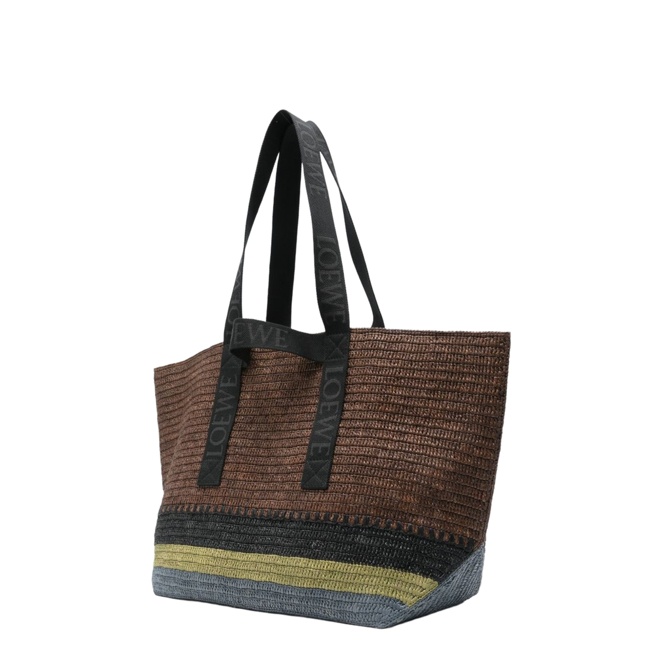 Fold Raffia Tote Bag - Brown