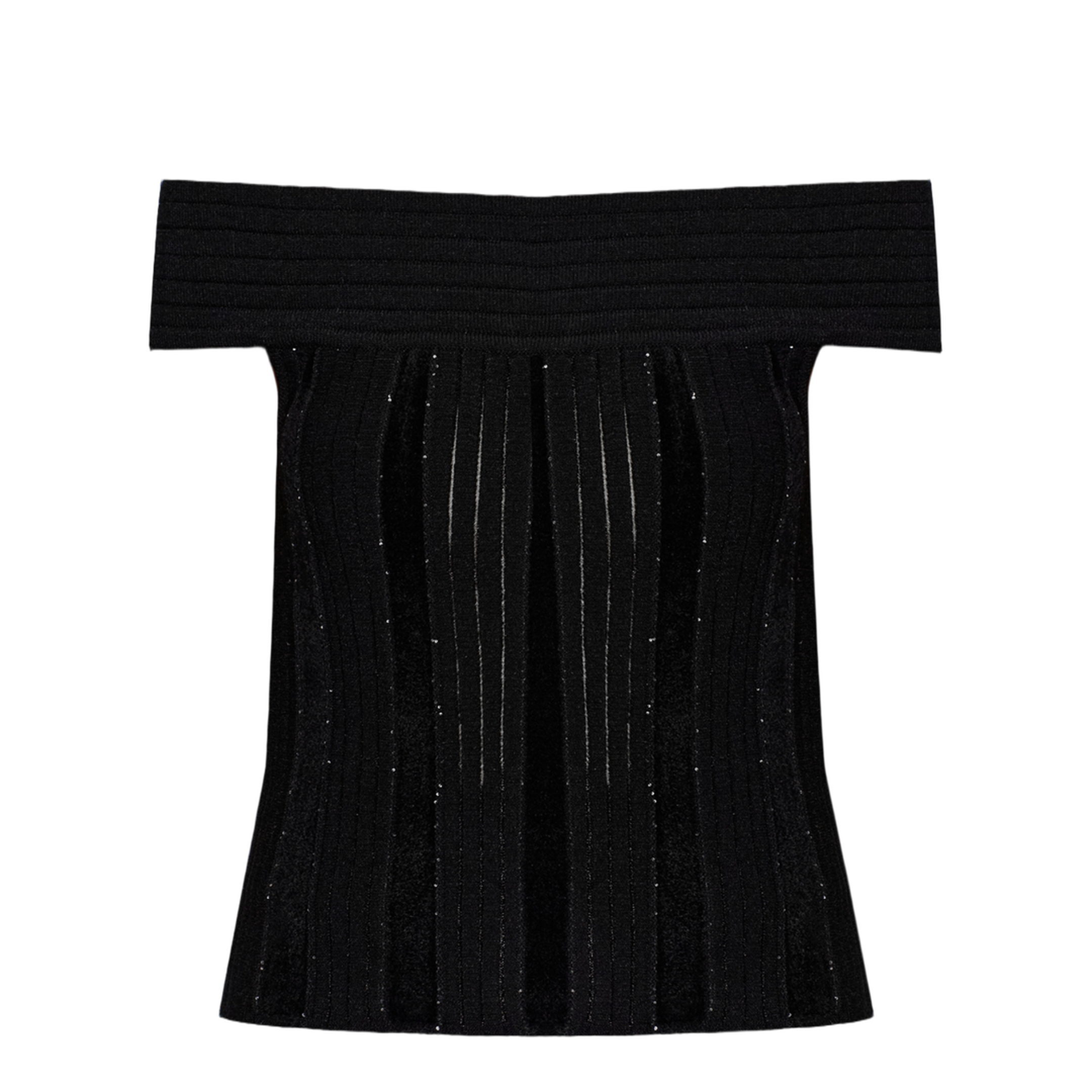 Off Shoulder Glitter Knited Top Black