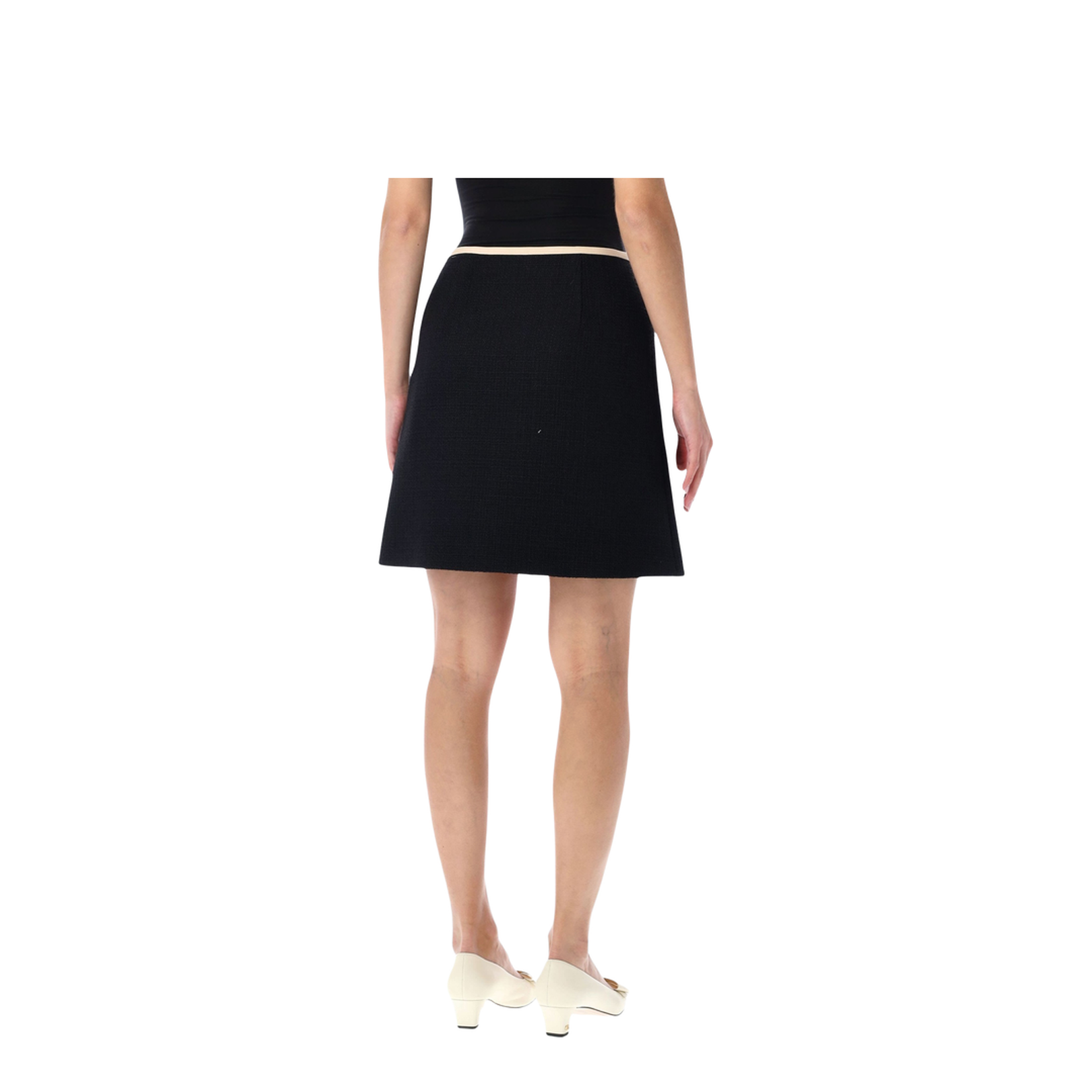 Short Wool Tweed Skirt with Crepe Couture Bow