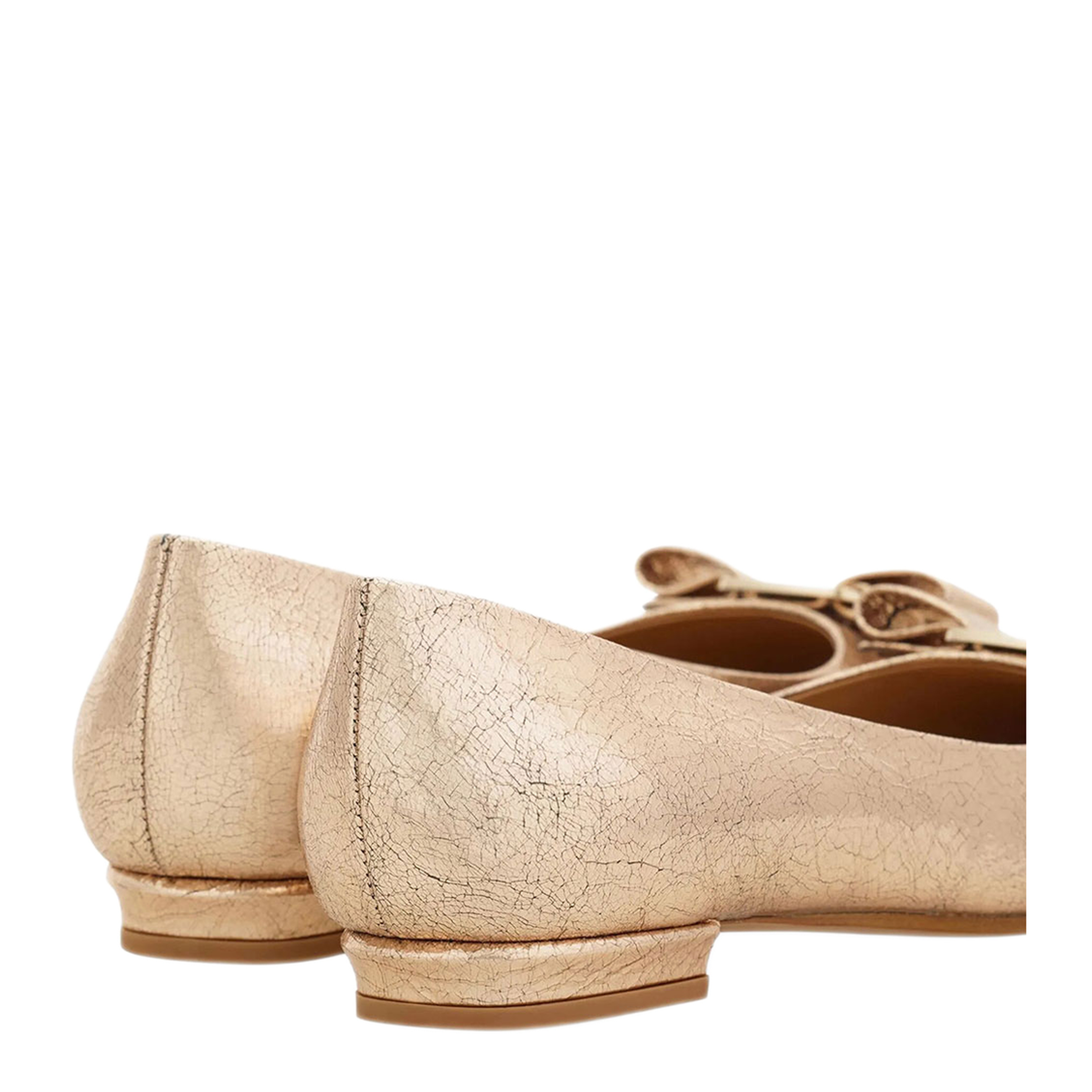 MAYFEYR - Ferragamo - Vara Bow Craquelé Finish Leather Ballerinas - 01L3420795427
