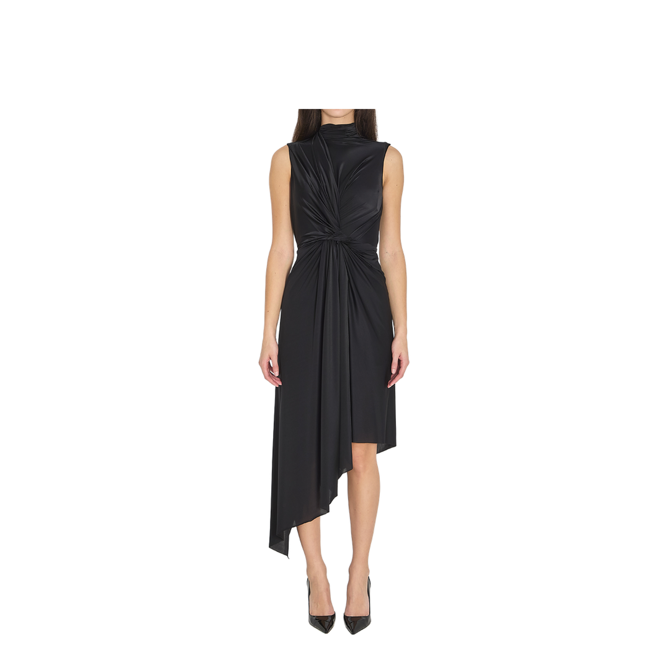 Long Asymmetric Dress In Stretch Fabric