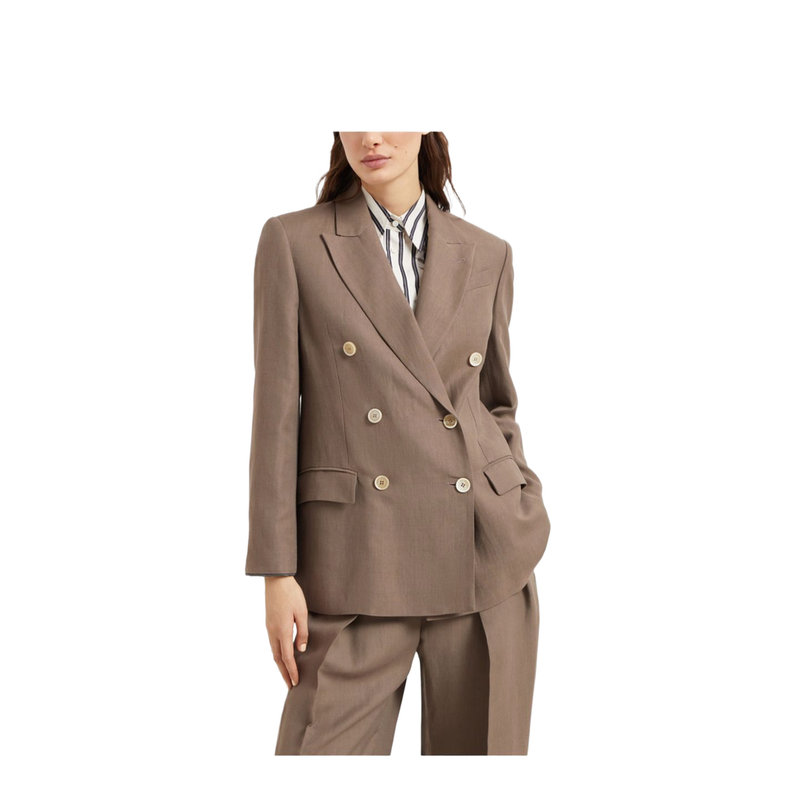 Linen Blend Double-Breasted Jacket