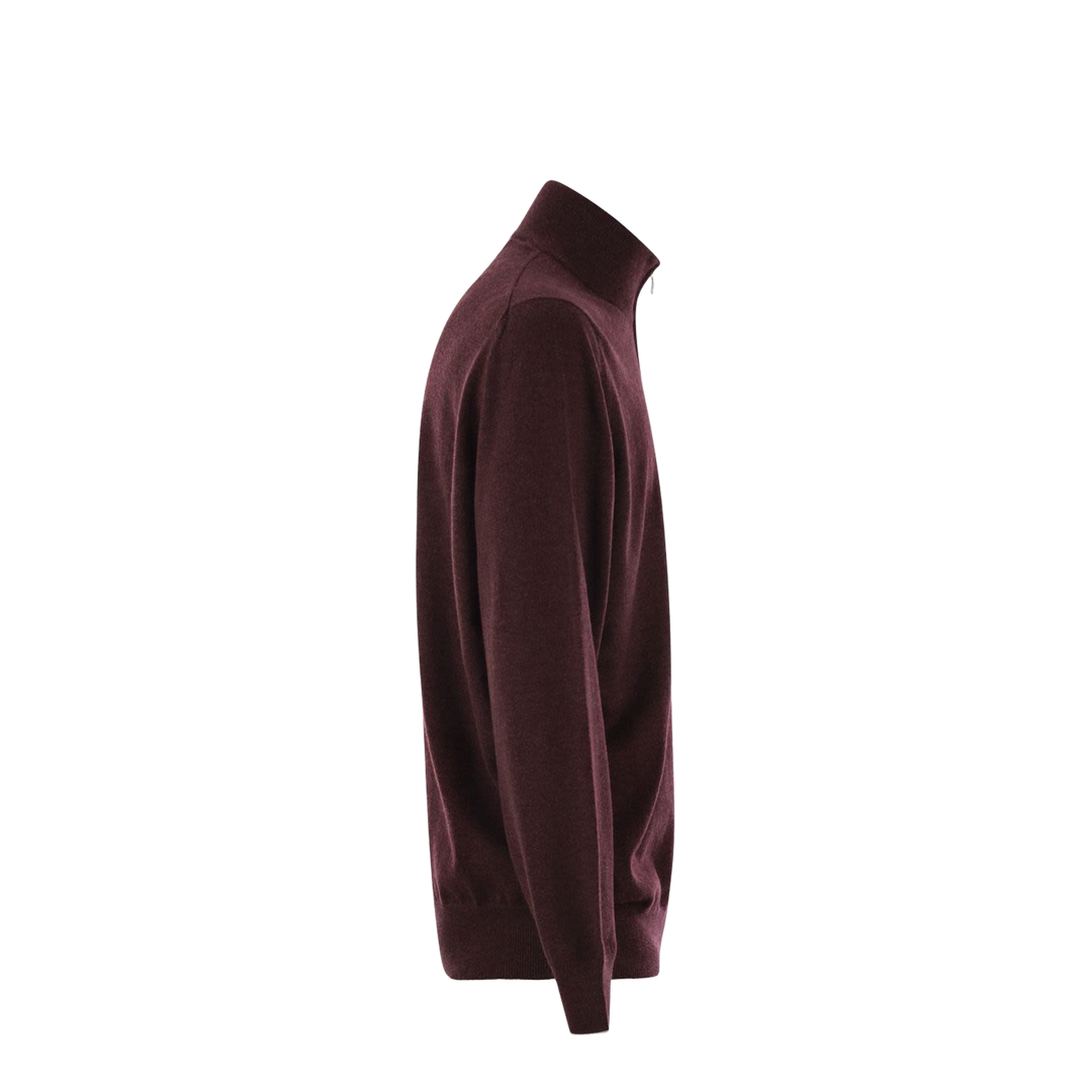 High-necked cashmere sweater with zip opening