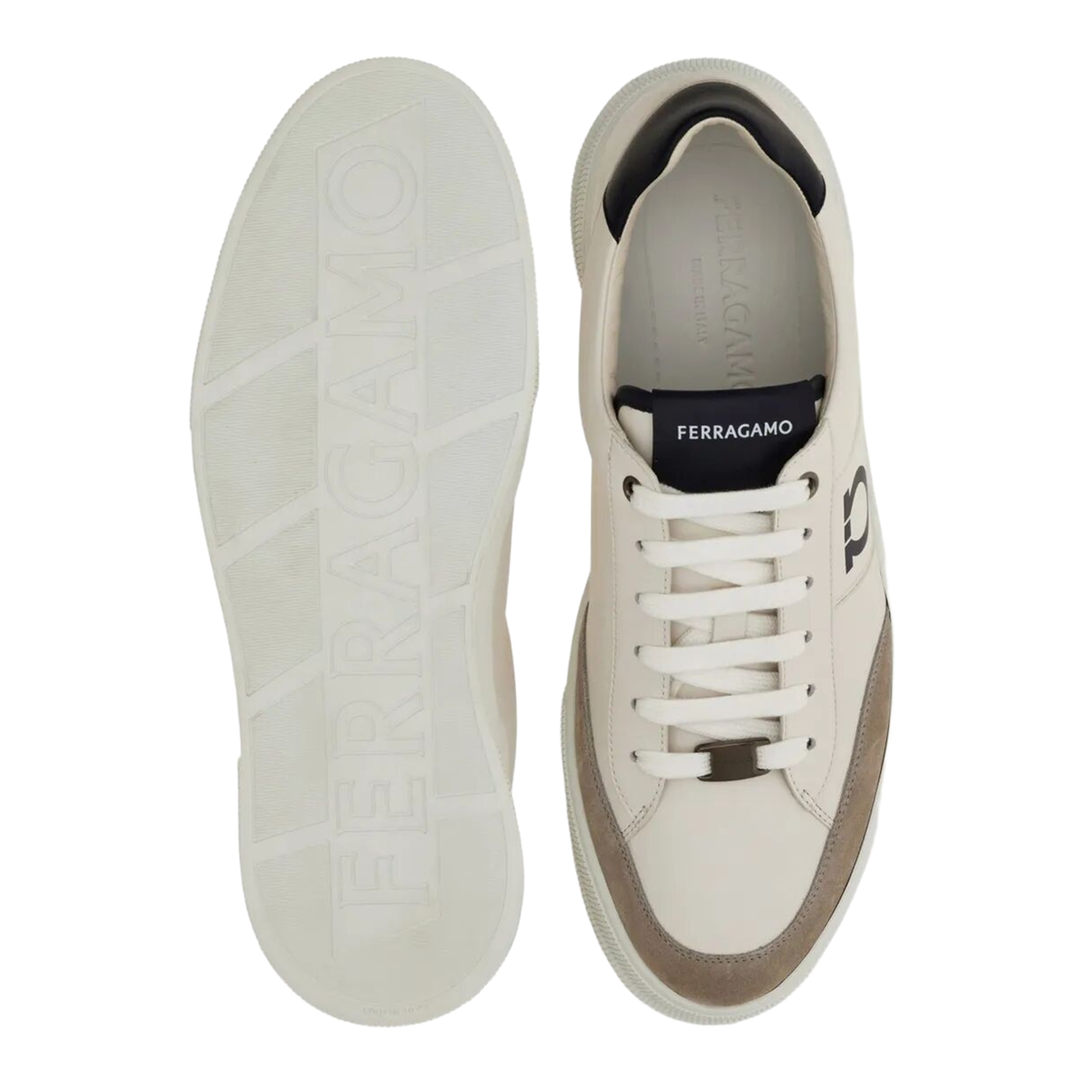MAYFEYR - Ferragamo - Alaska Leather And Suede Sneaker With Gancini Detail - 02A0340784502