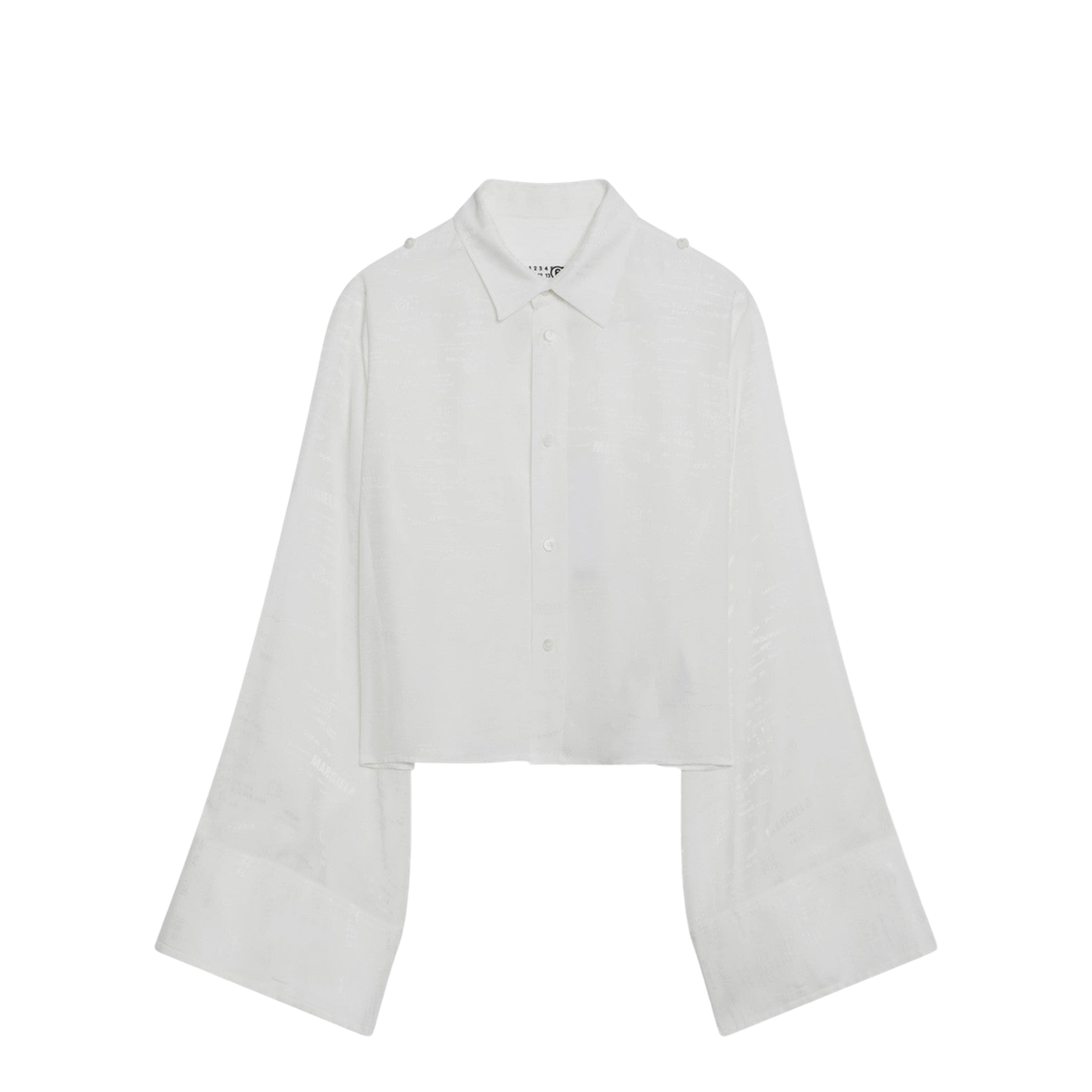 White Shirt with All-Over Logo Graphic