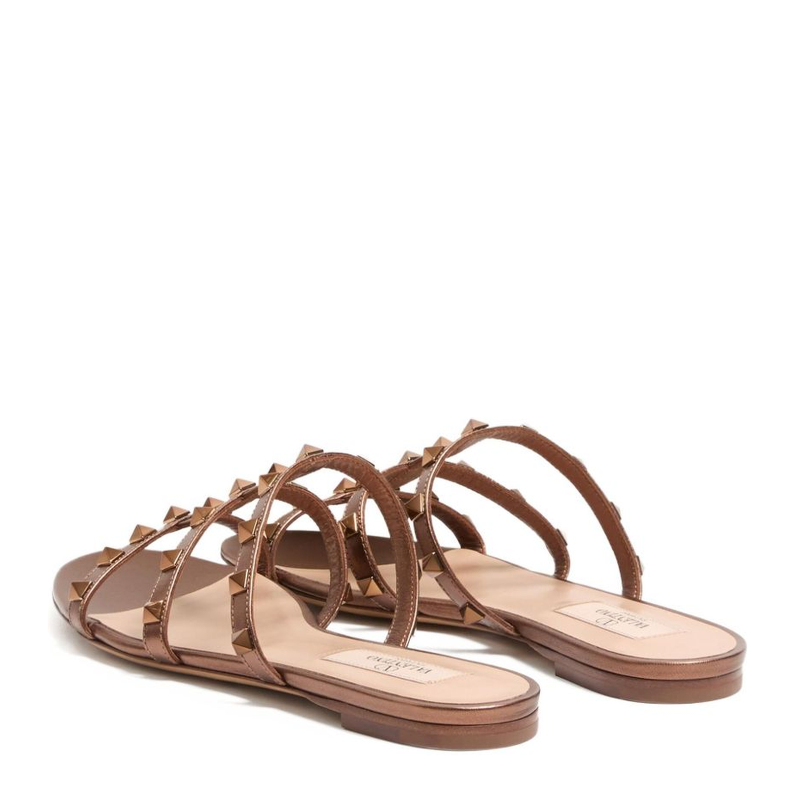 Rockstud Leather Flat Sandals