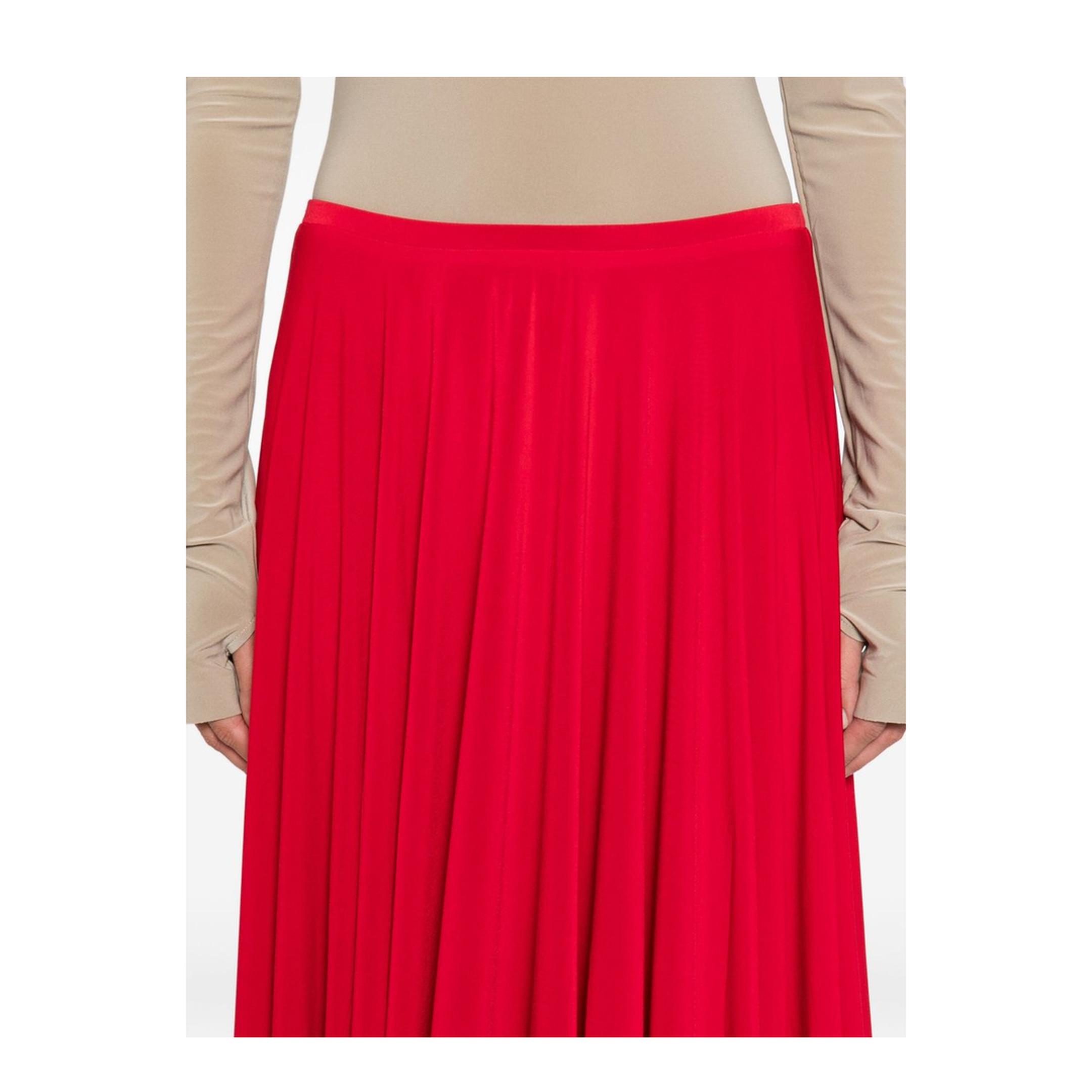Red Flared Midi Skirt