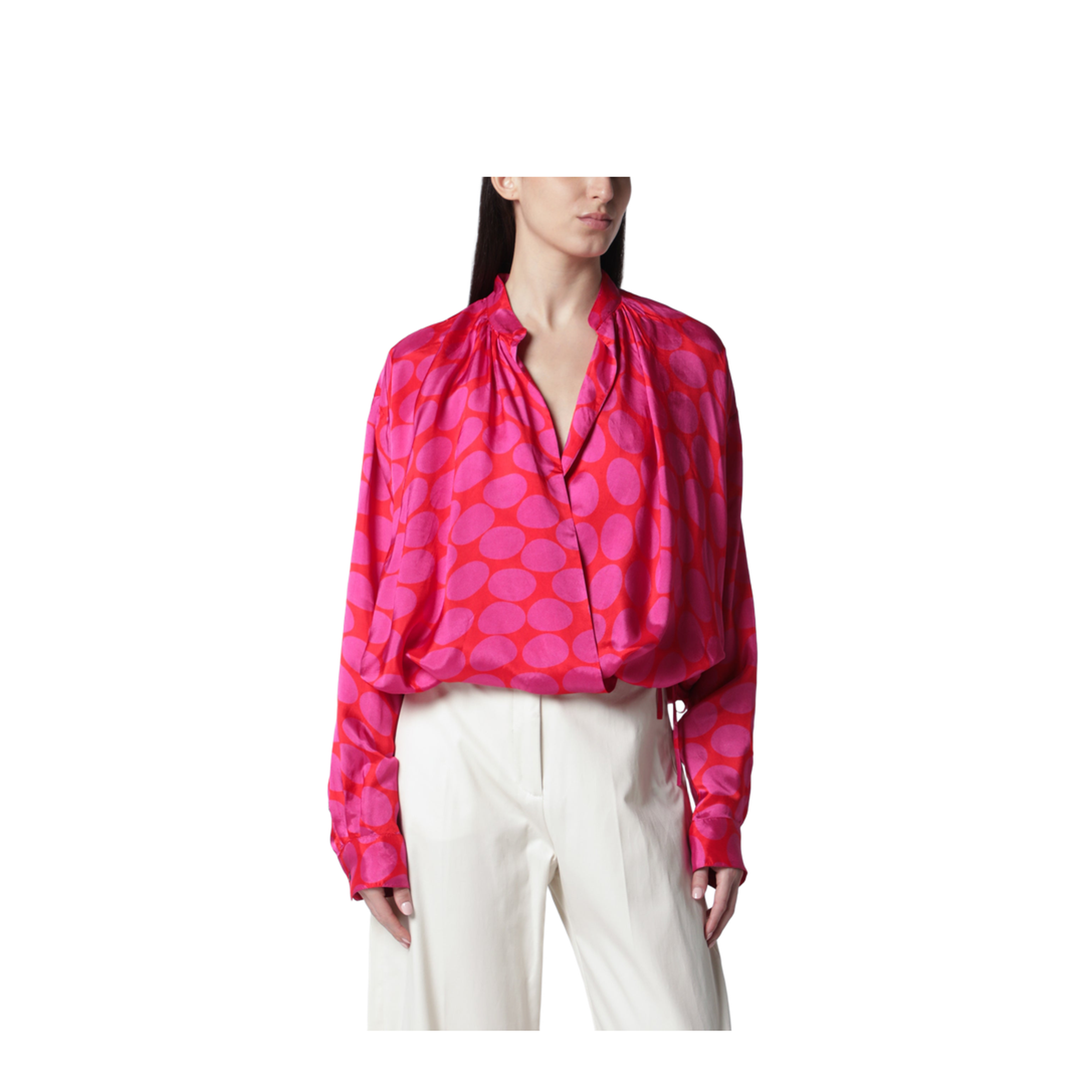 Crossed Shirt with Fuchsia Print