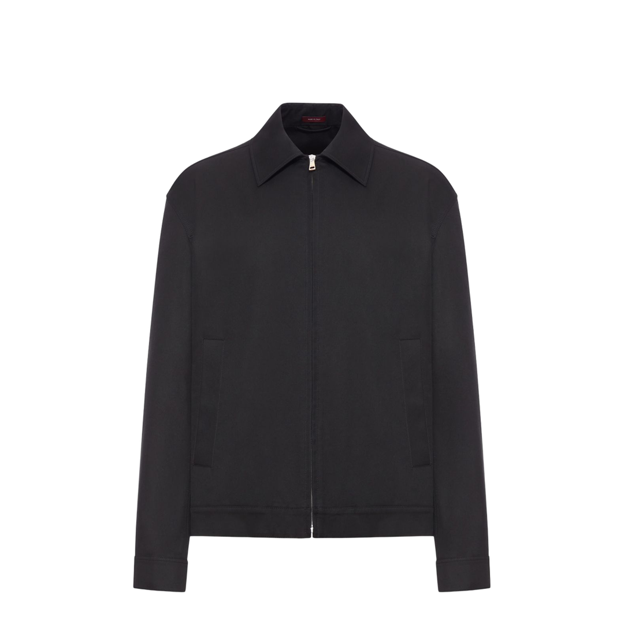 Cotton Twill Jacket with Web Detail in Black
