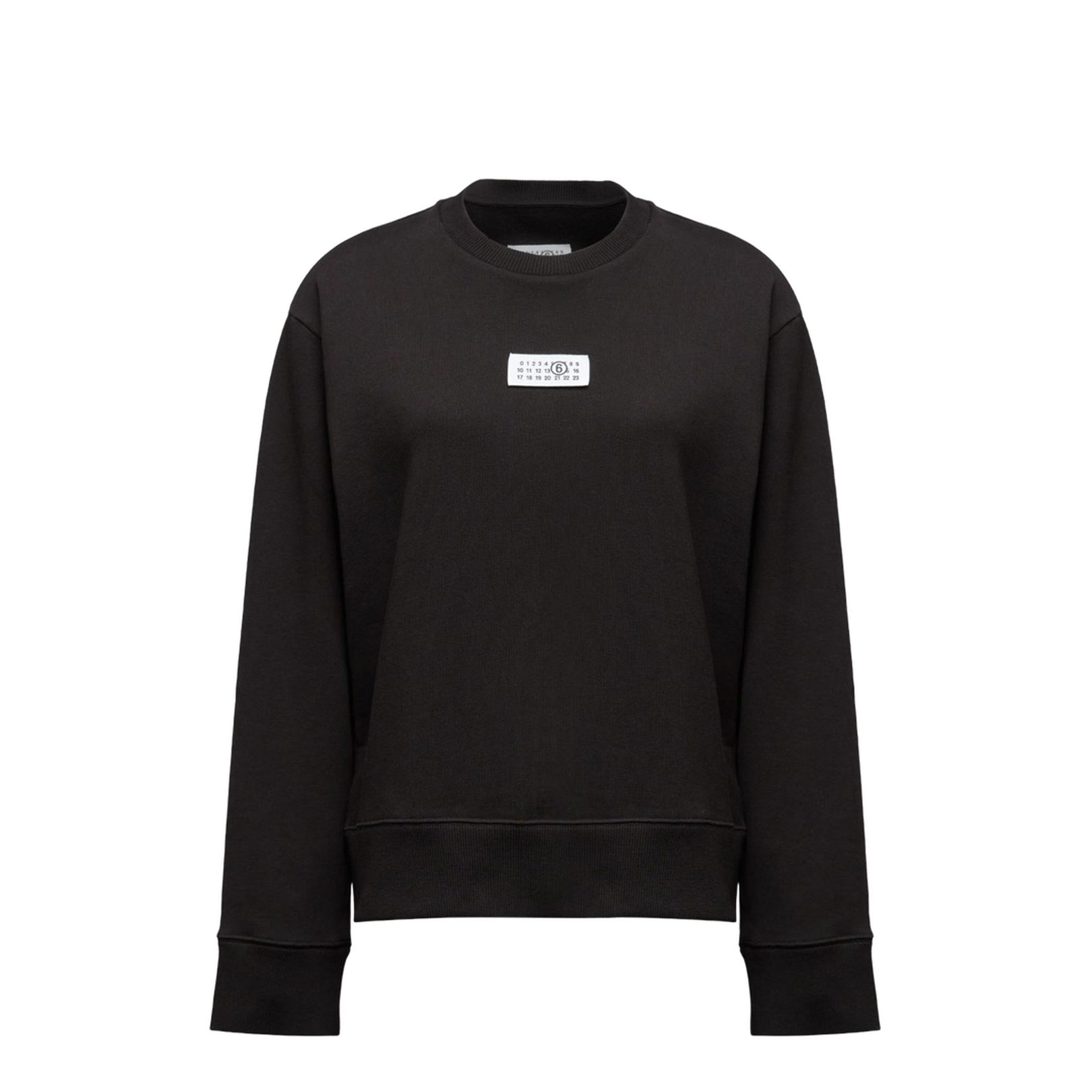 Black Numbers Appliqué Crew Neck Long Sleeve