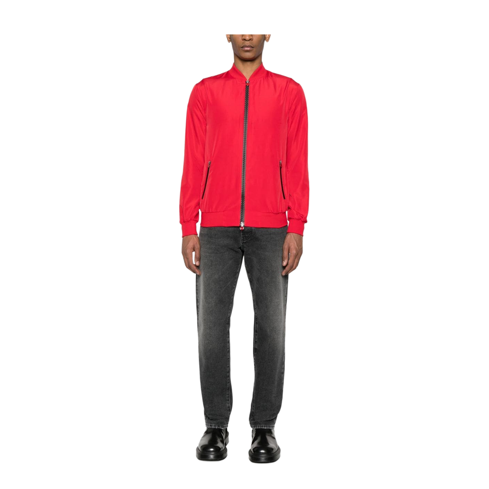 Crimson Red Baseball Collar Jacket