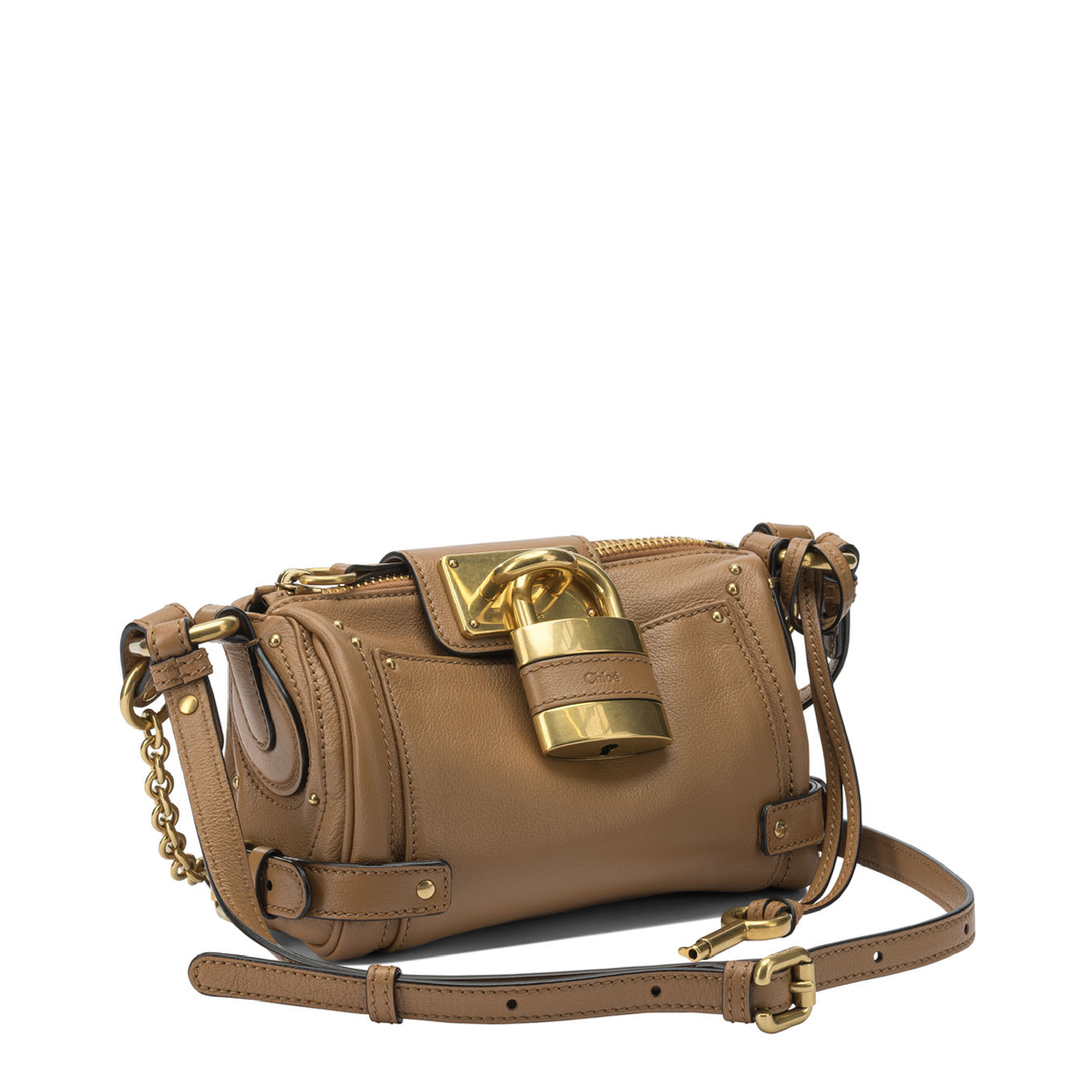 Paddington Small Grained Buffalo Leather Chain Bag - Mustang Brown