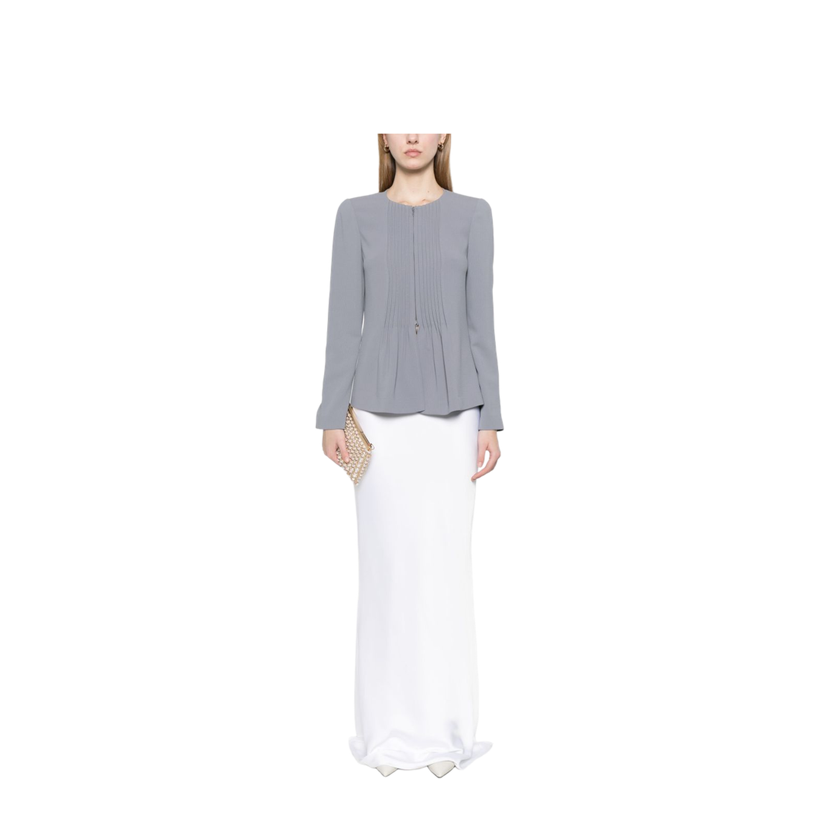 Jacket in Pleated Fluid Armure Fabric