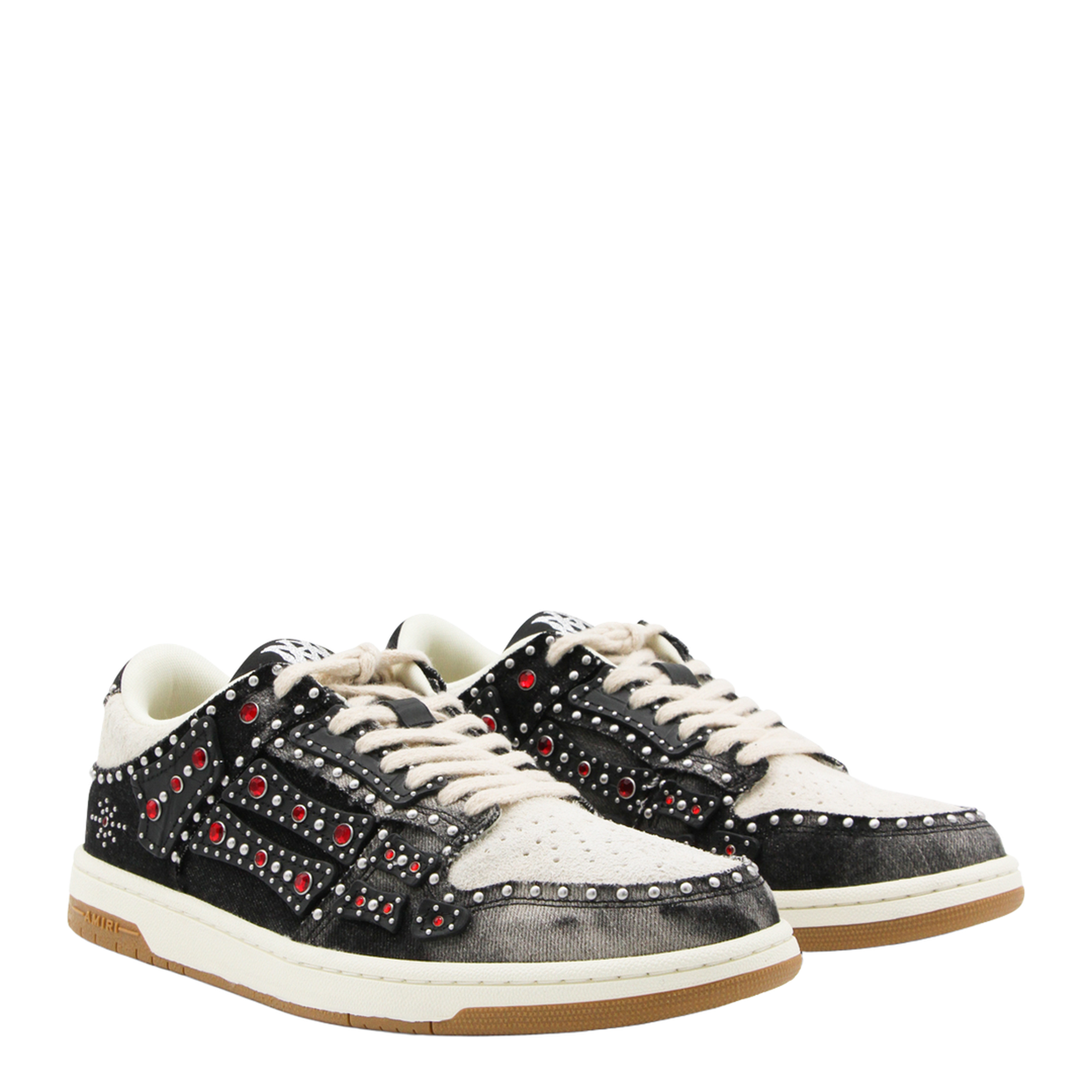 Skel Top Black Sneaker With Beads And Crystals