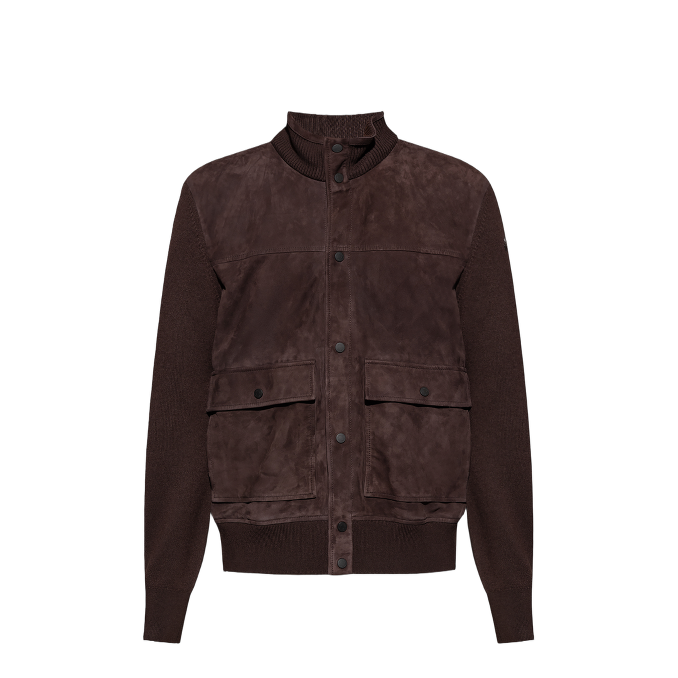 Brown Wool & Suede Cardigan