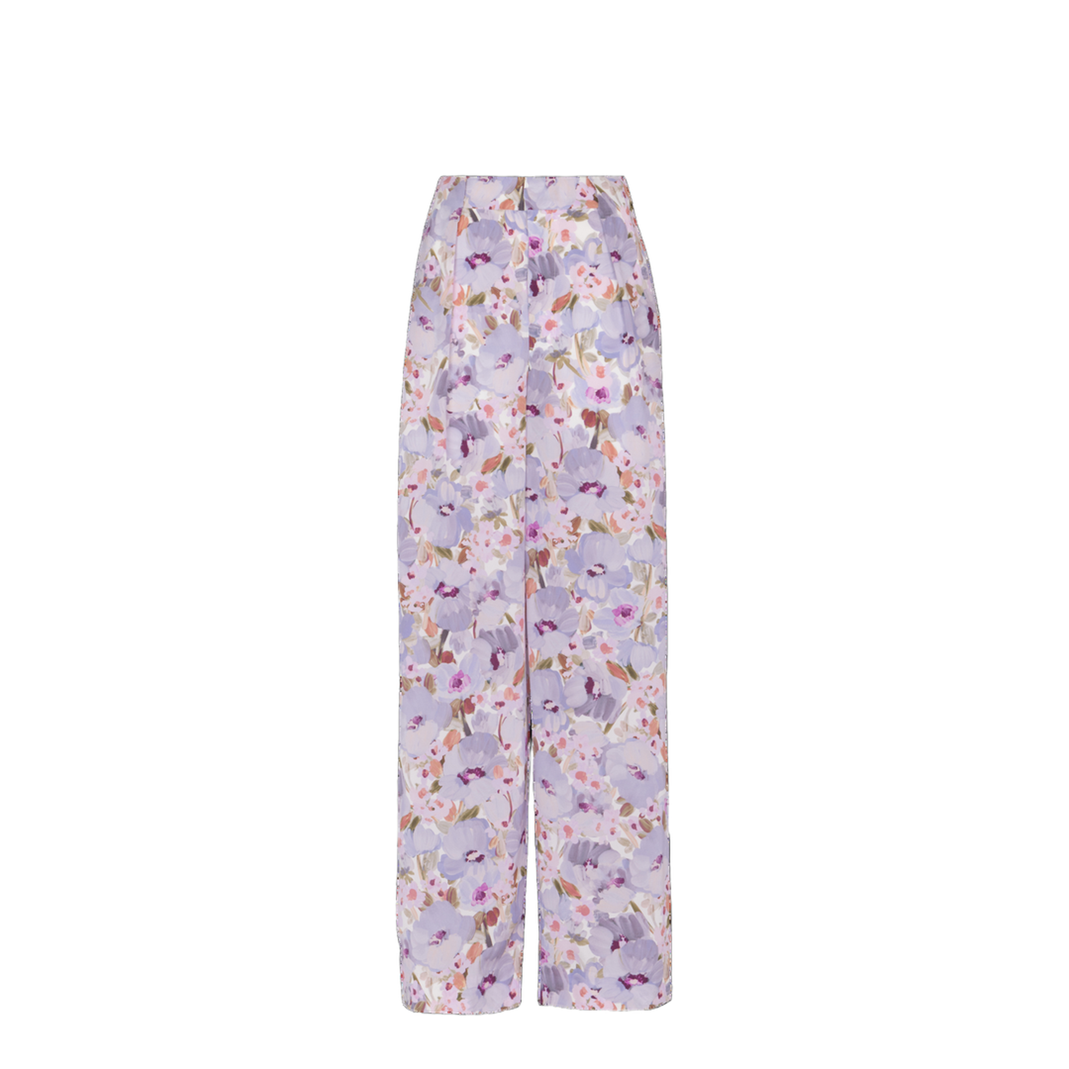 Silk Trousers with a Floral Motif