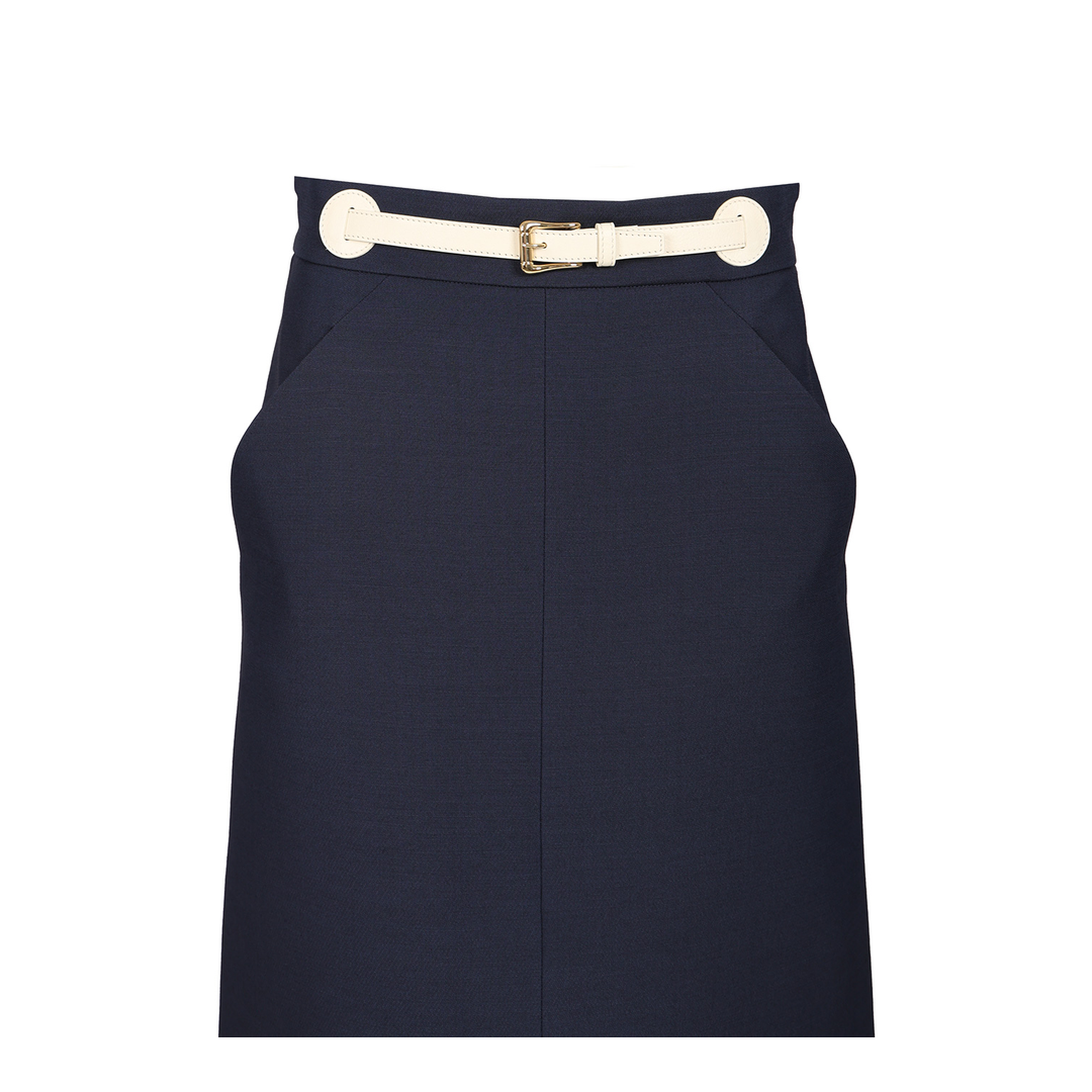 Navy Blue Wool Blend Skirt