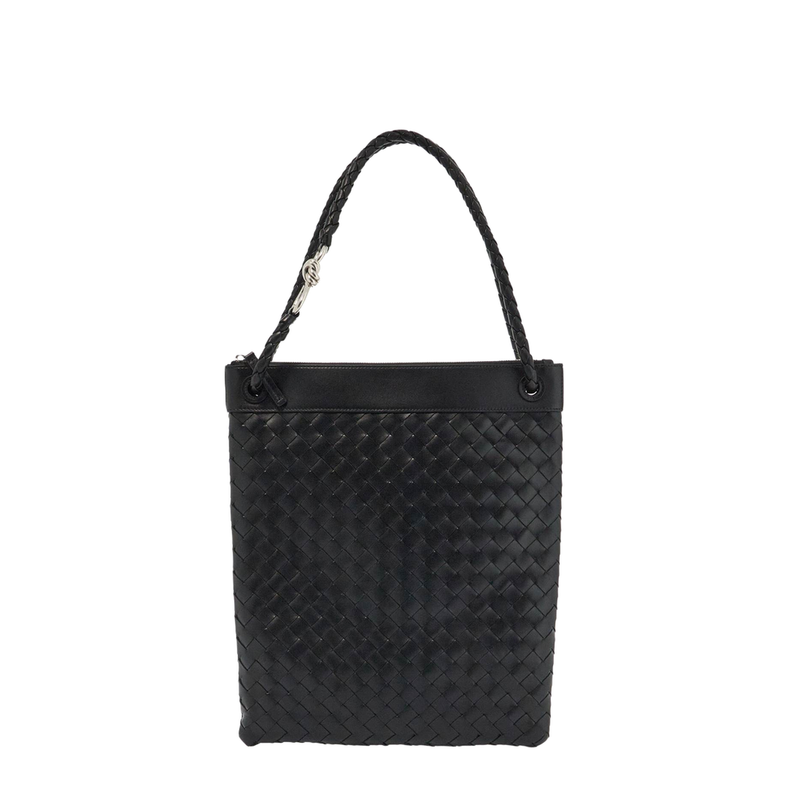 Andiamo Flat Leather Tote Bags - Black