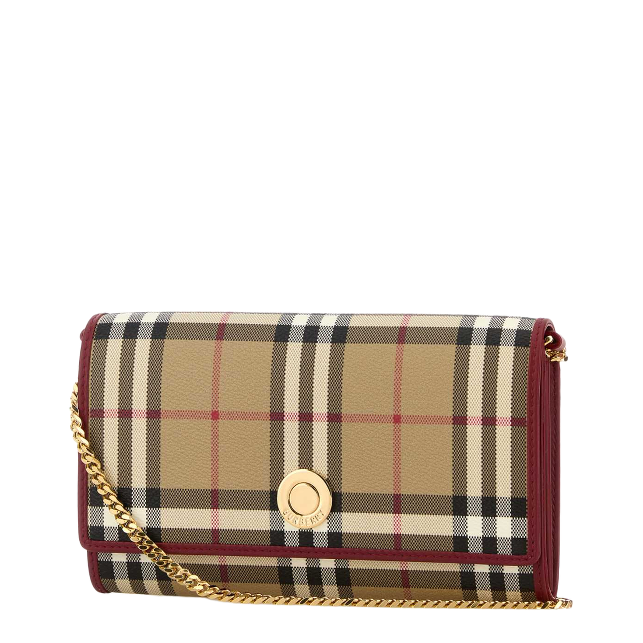 Check Pattern Chain Wallet - Beige