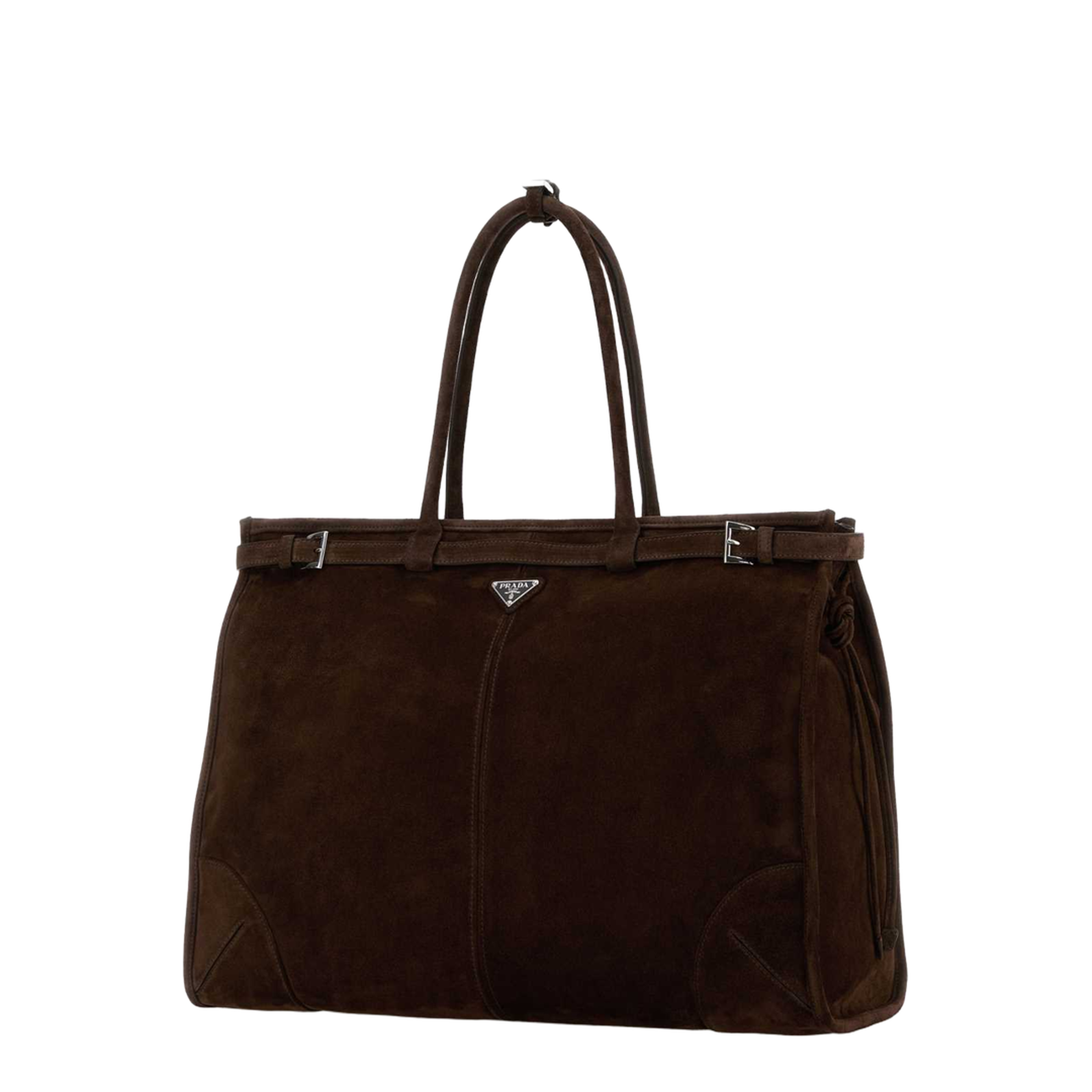 Dark Brown Suede Shopping Bag