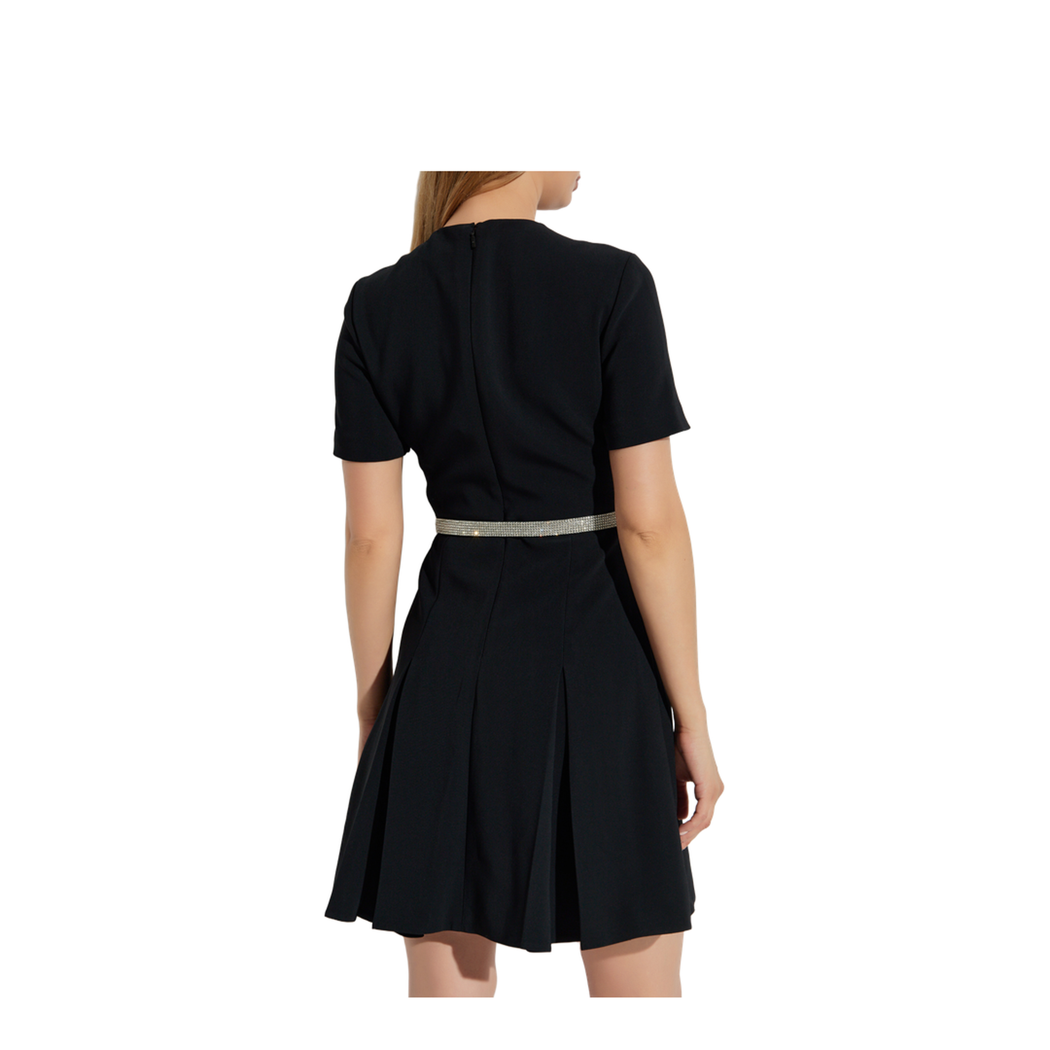 Crystal-Embellished Belt Cocktail Dress