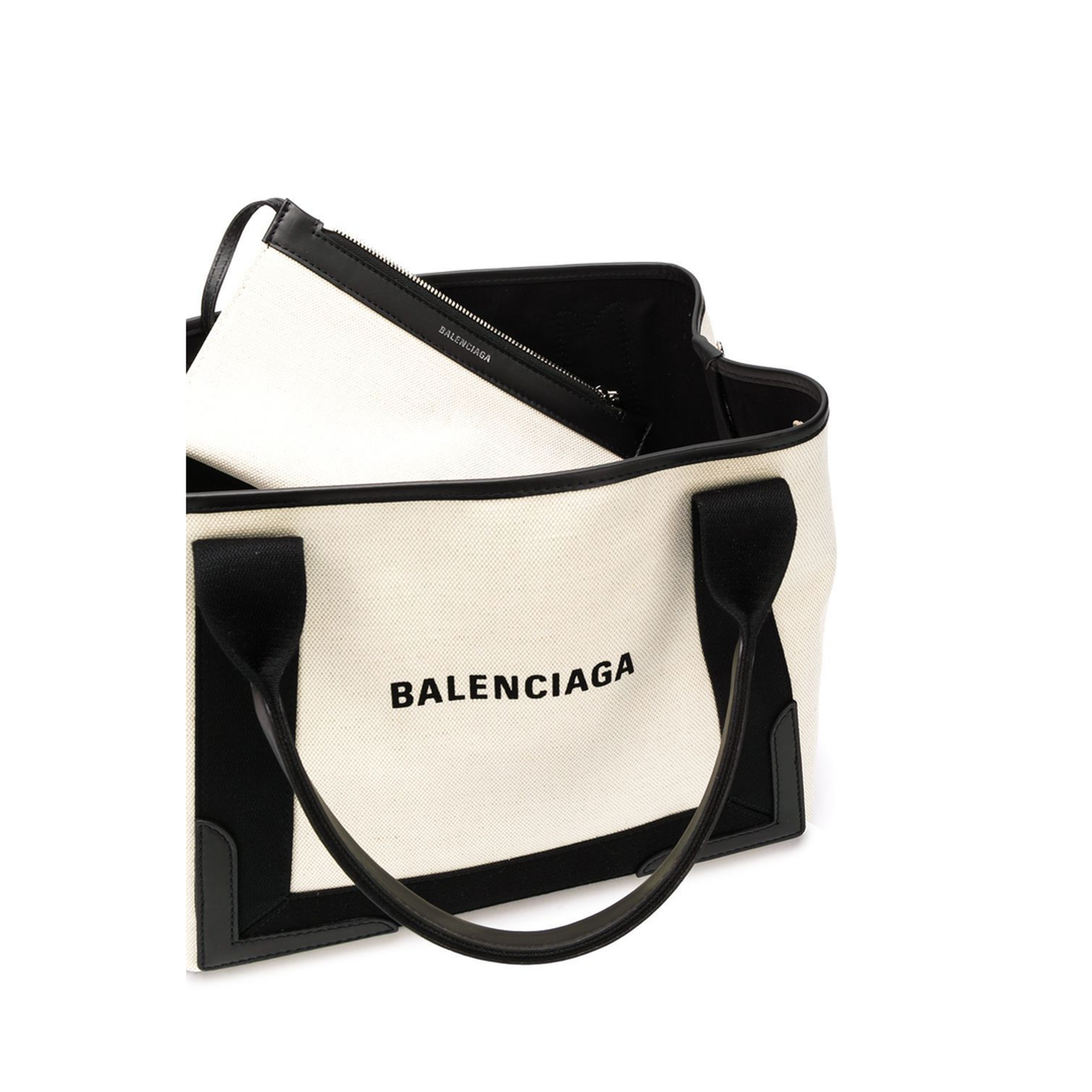 Navy Small Cabas in Beige