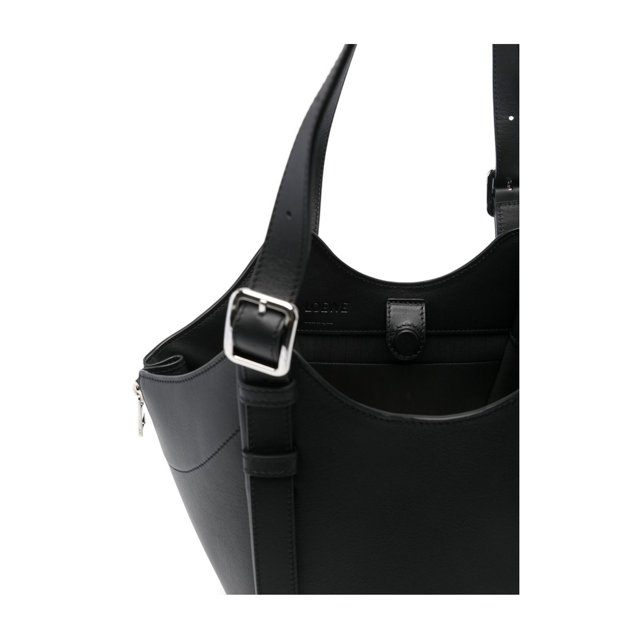 Hammock Flip Calfskin Tote - Black