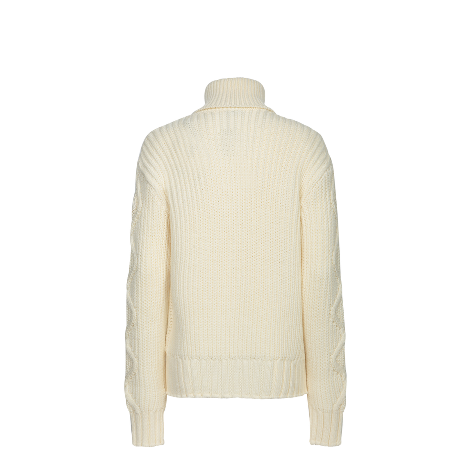 White Turtleneck Knitting Sweater in Virgin Wool