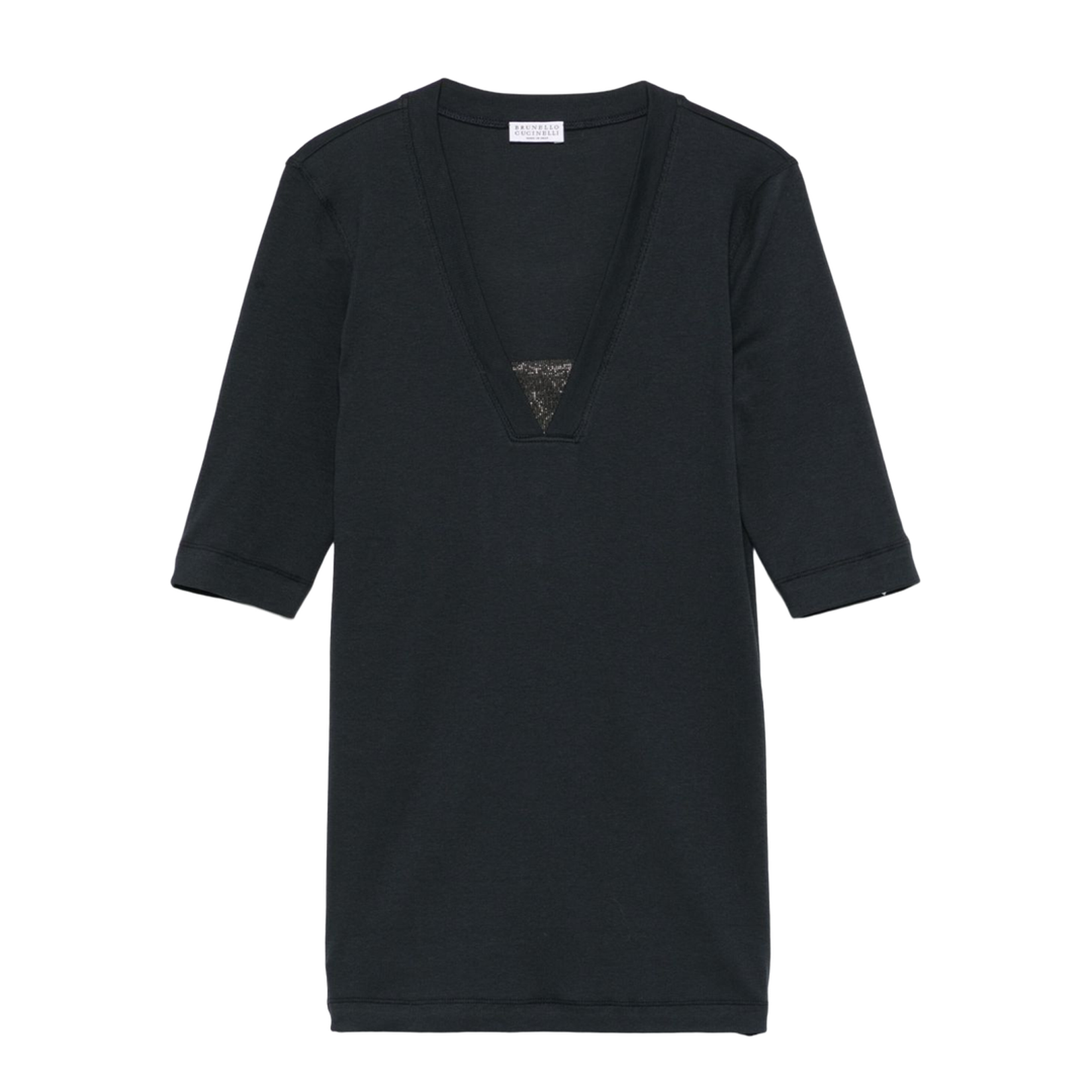 V-Neck Cotton Top in Navy Blue
