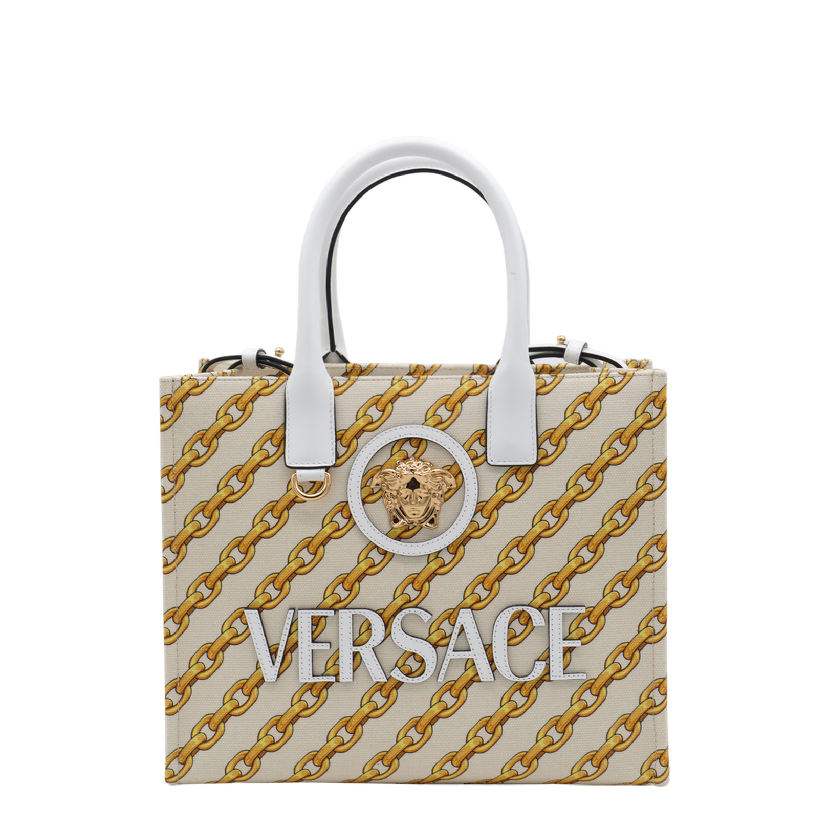 Chain Stripes La Medusa Small Shopping Bag
