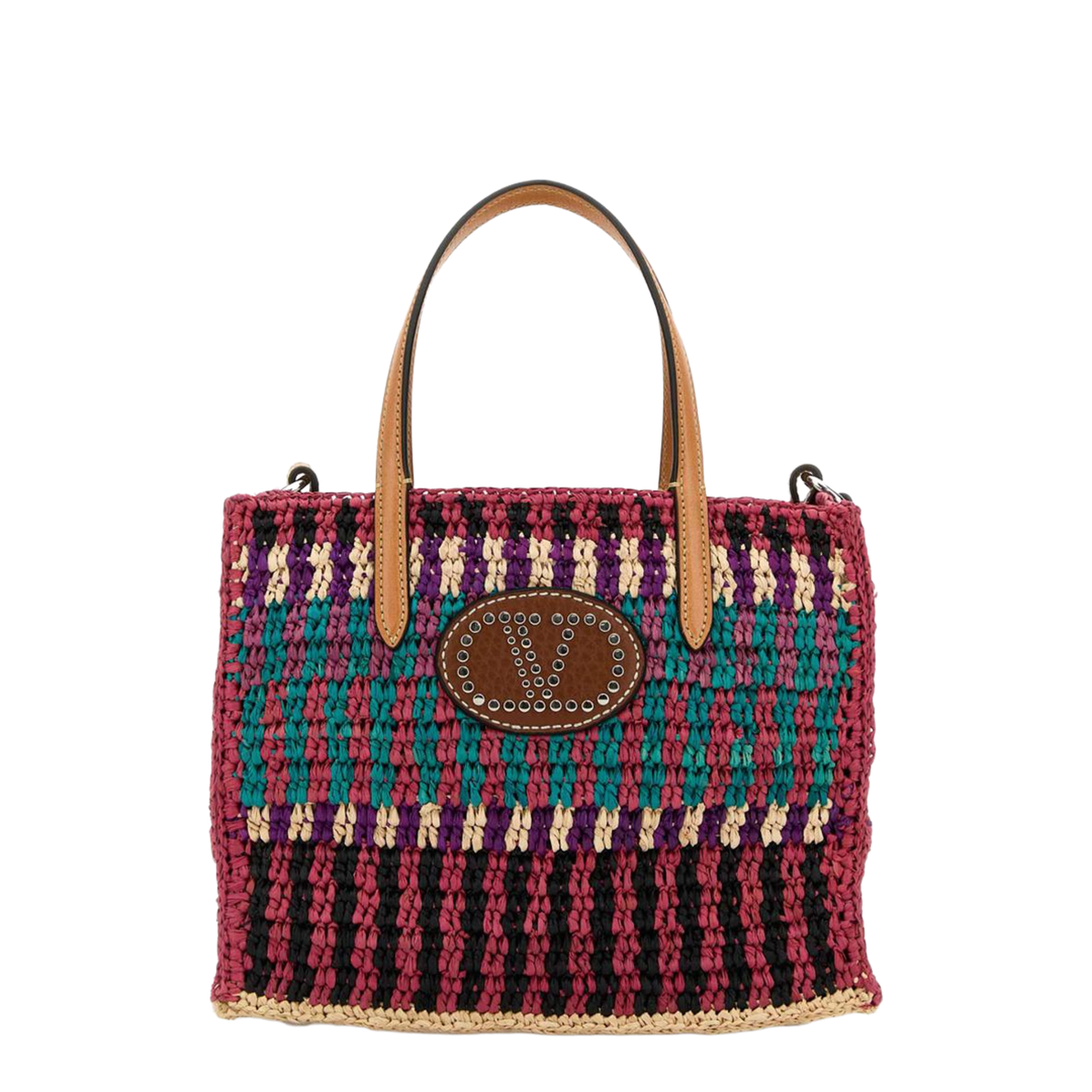 Multicolor Crochet VLogo Handbag