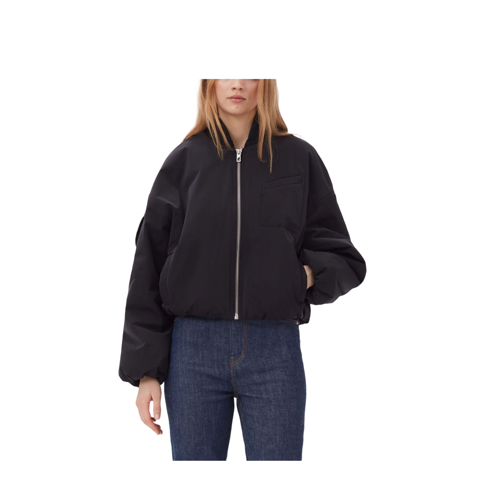 Light Twill Oversized Short Bomber Jacket