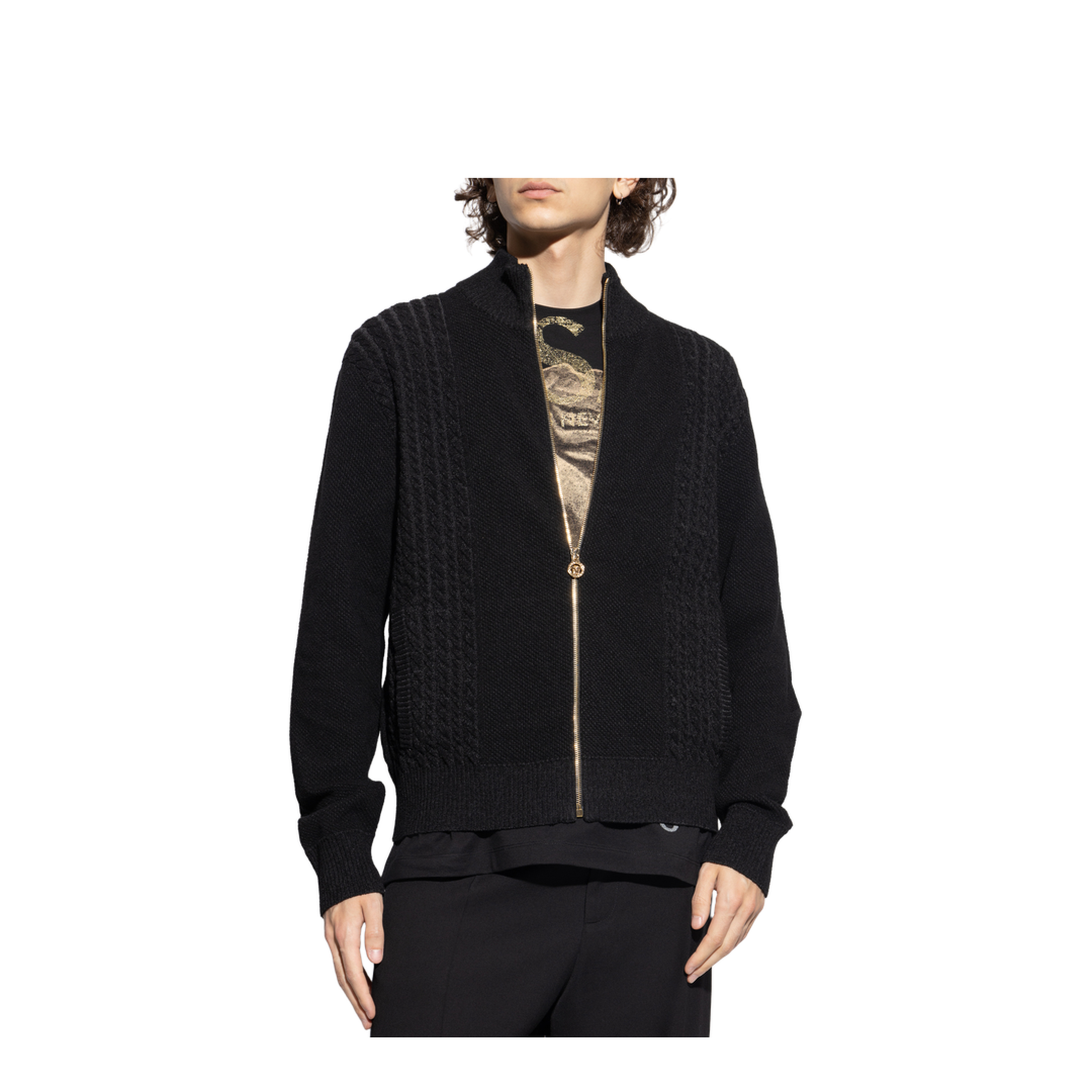 Medusa Jacquard Zip Knit Sweater