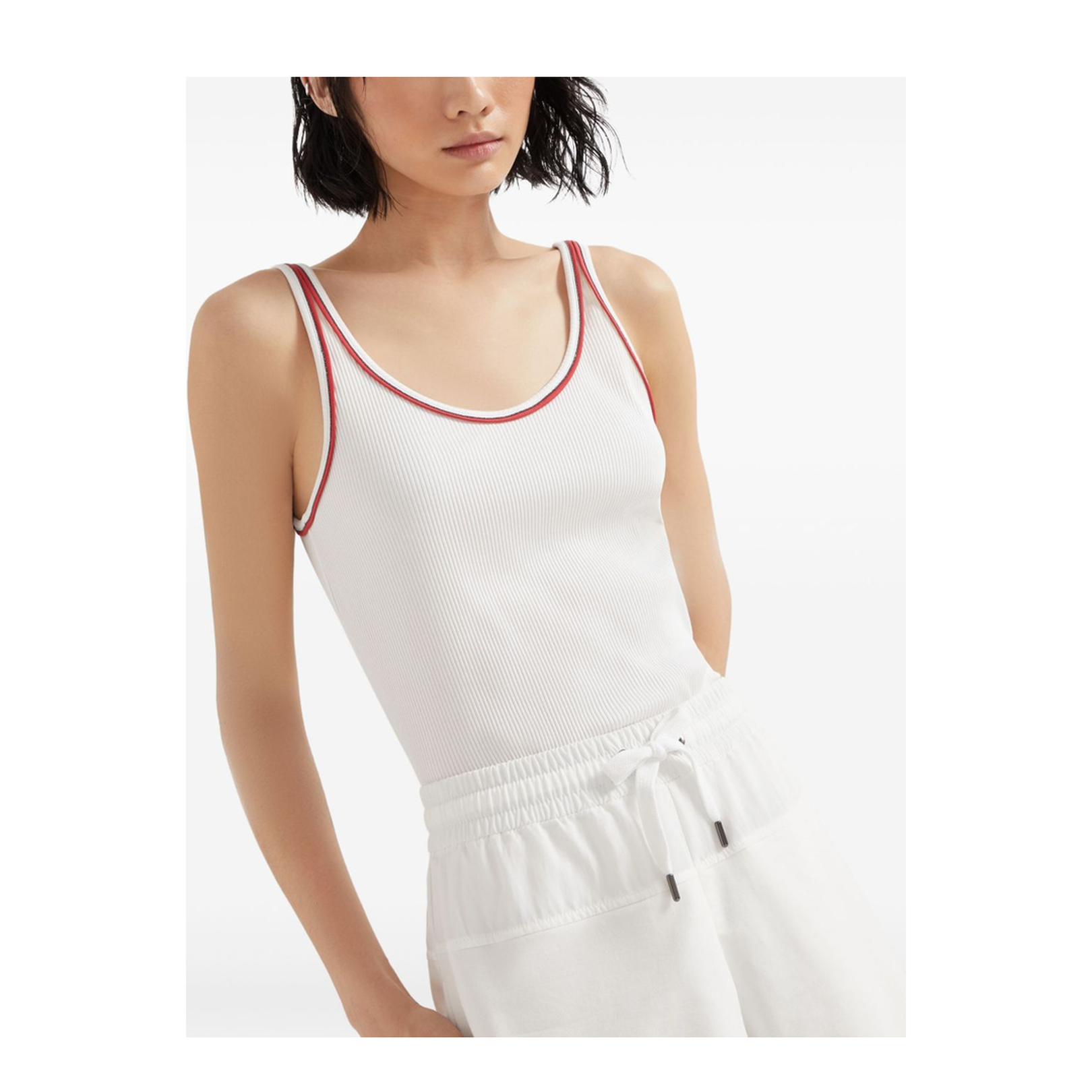 Ribbed Jersey Top in Off-White