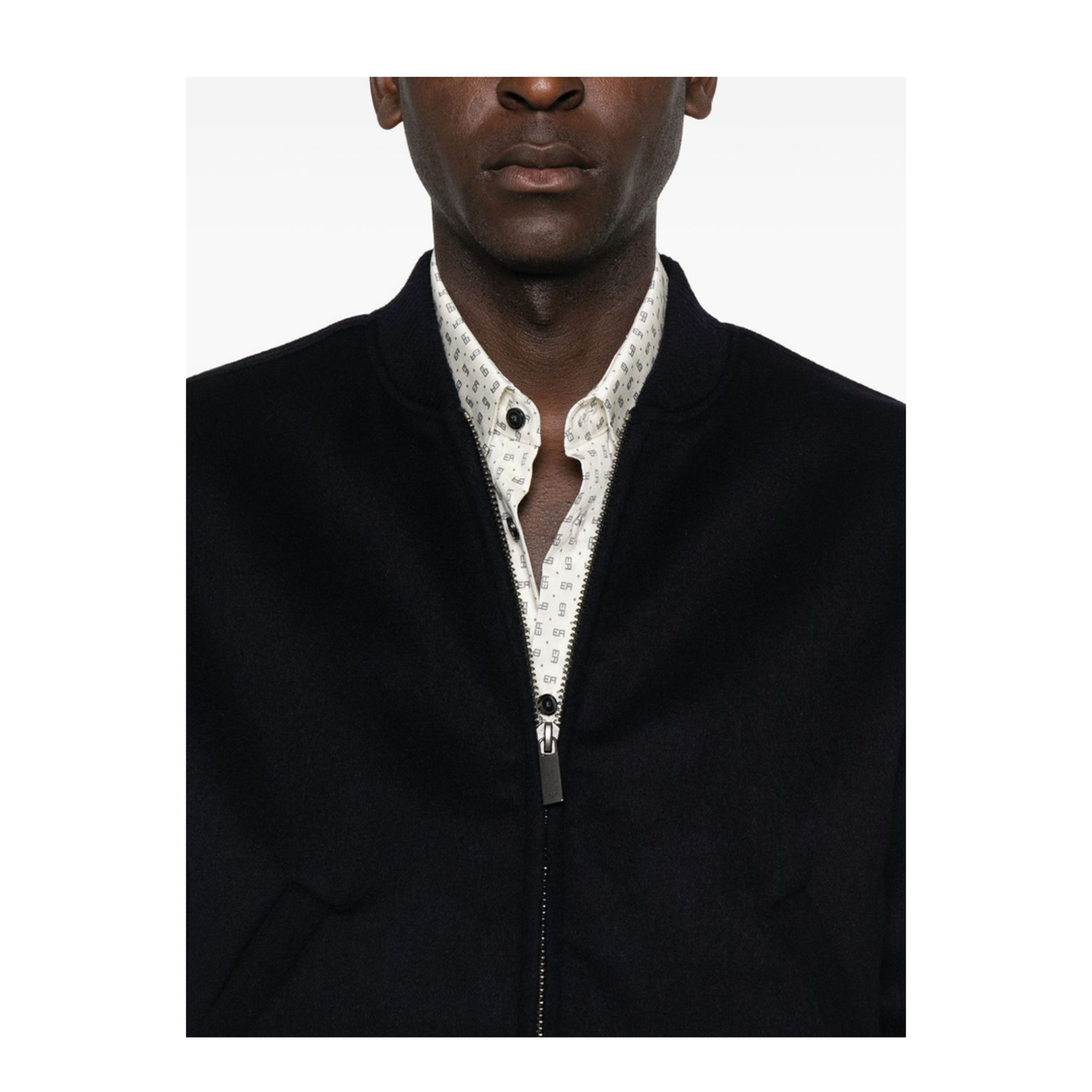 Black Ribbed Hem and Cuffs Zip Fastening Jacket